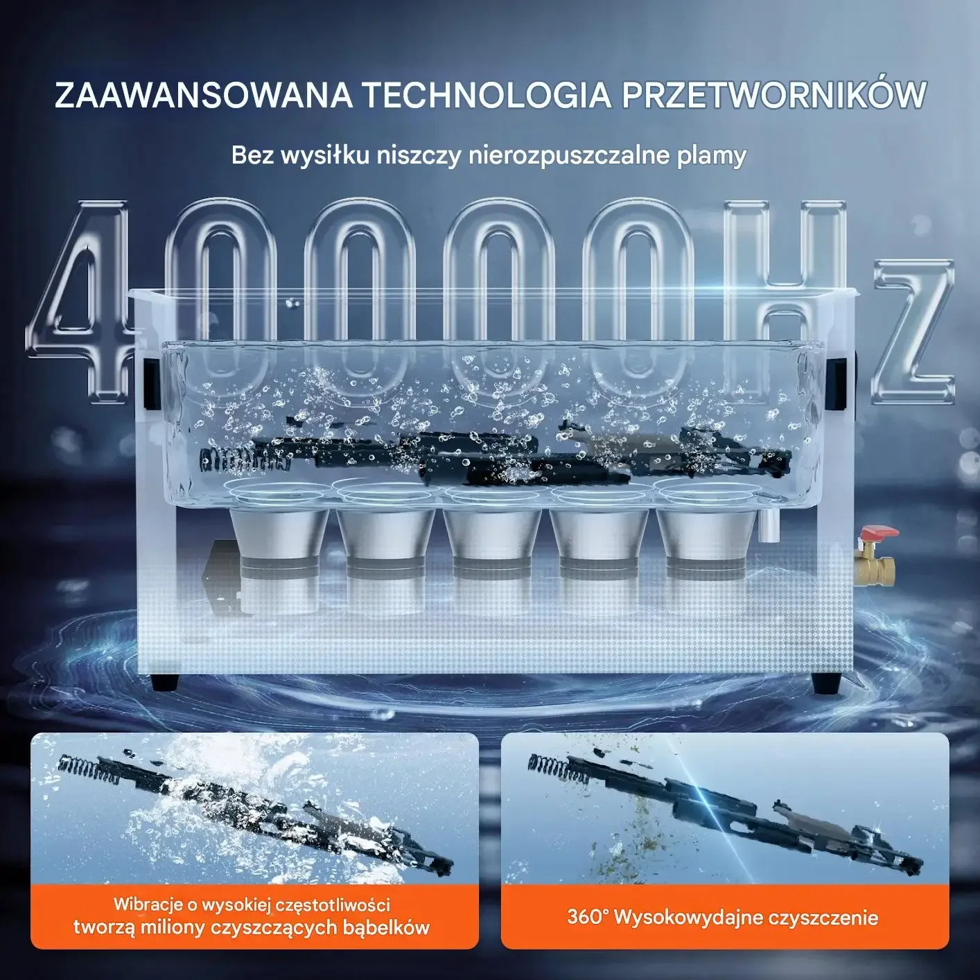 Myjka ultradźwiękowa 10L 300W 40kHz z grzałką i koszem do broni - obrazek 3