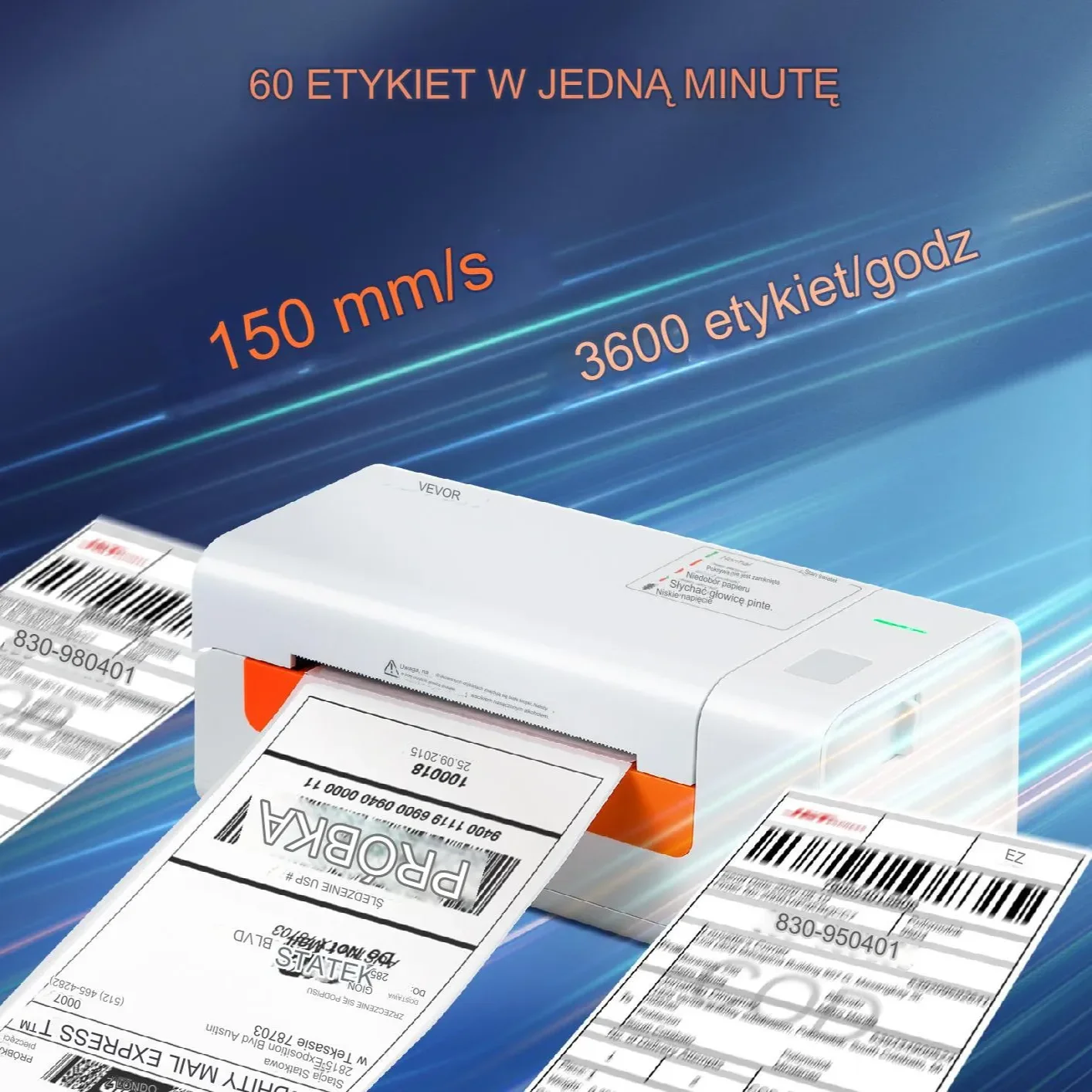 Drukarka termiczna etykiet kurierskich samoprzylepnych Bluetooth USB 40 - 108 mm - obrazek 2