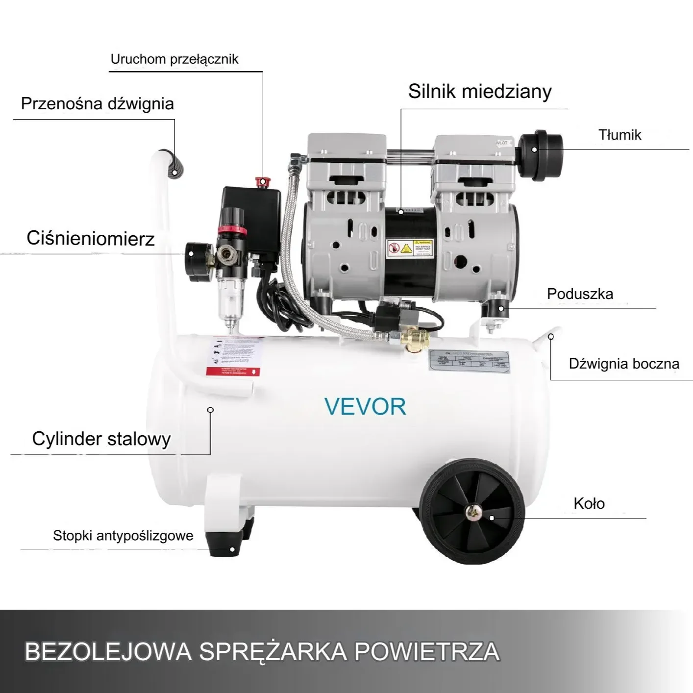 Kompresor sprężarka powietrza 25 L 750 W - obrazek 2