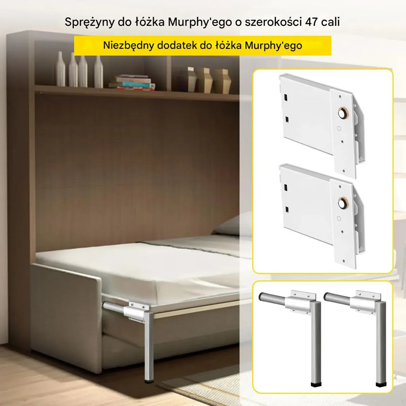 Mechanizm podnośnik łóżka – sprężyny mocny wspornik łóżko Queen/Twin - obrazek 2