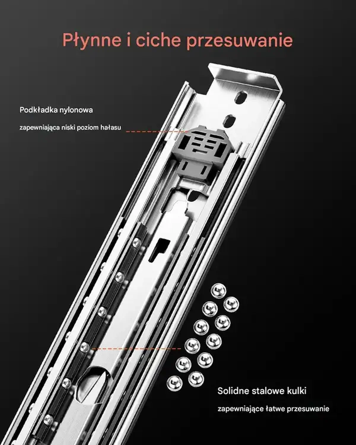 Prowadnice do szuflad do 227 kg kulkowe z blokadą - boczne montowanie - obrazek 5