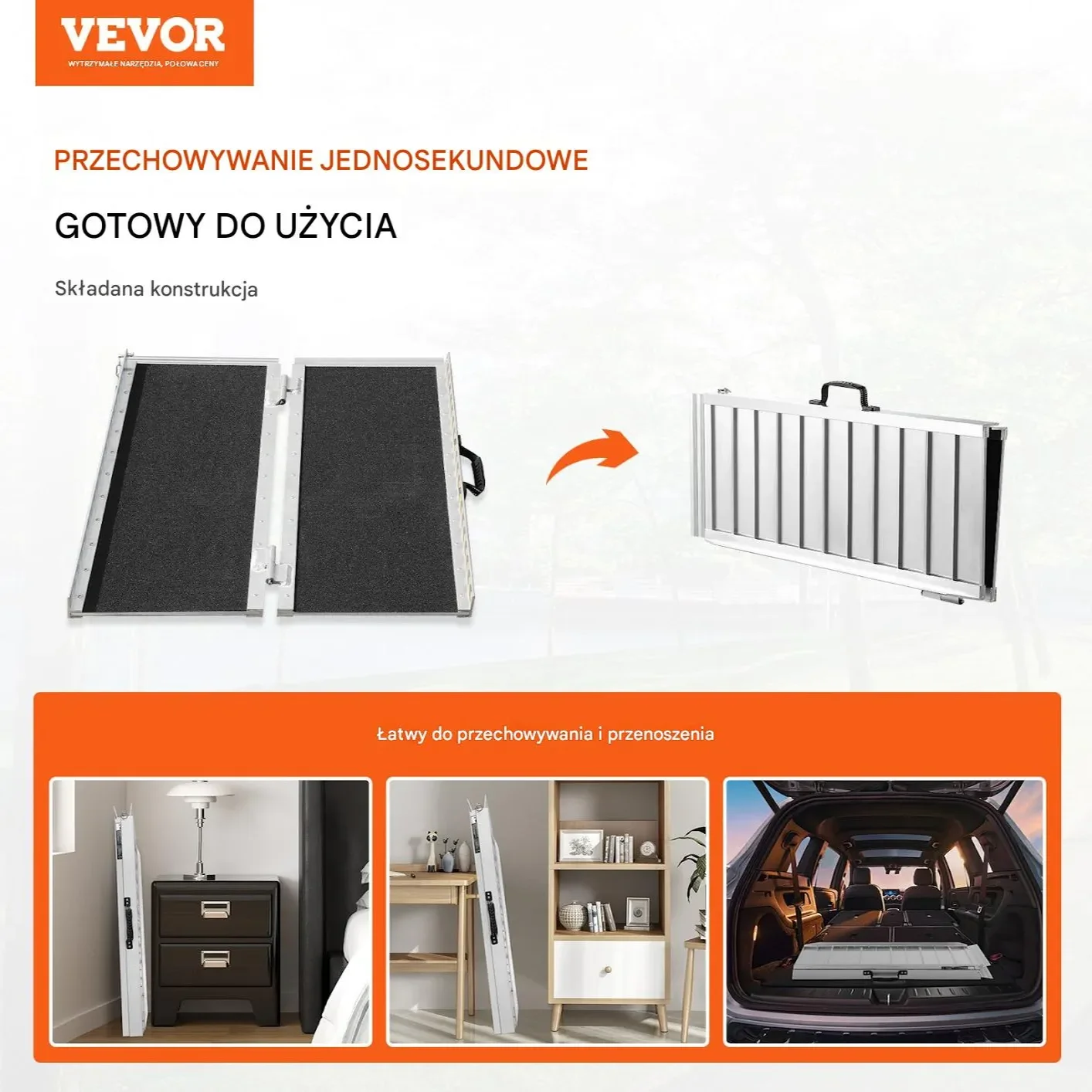 Rampa podjazdowa aluminiowa składana 91 cm 363 kg do wózka i schodów - obrazek 3