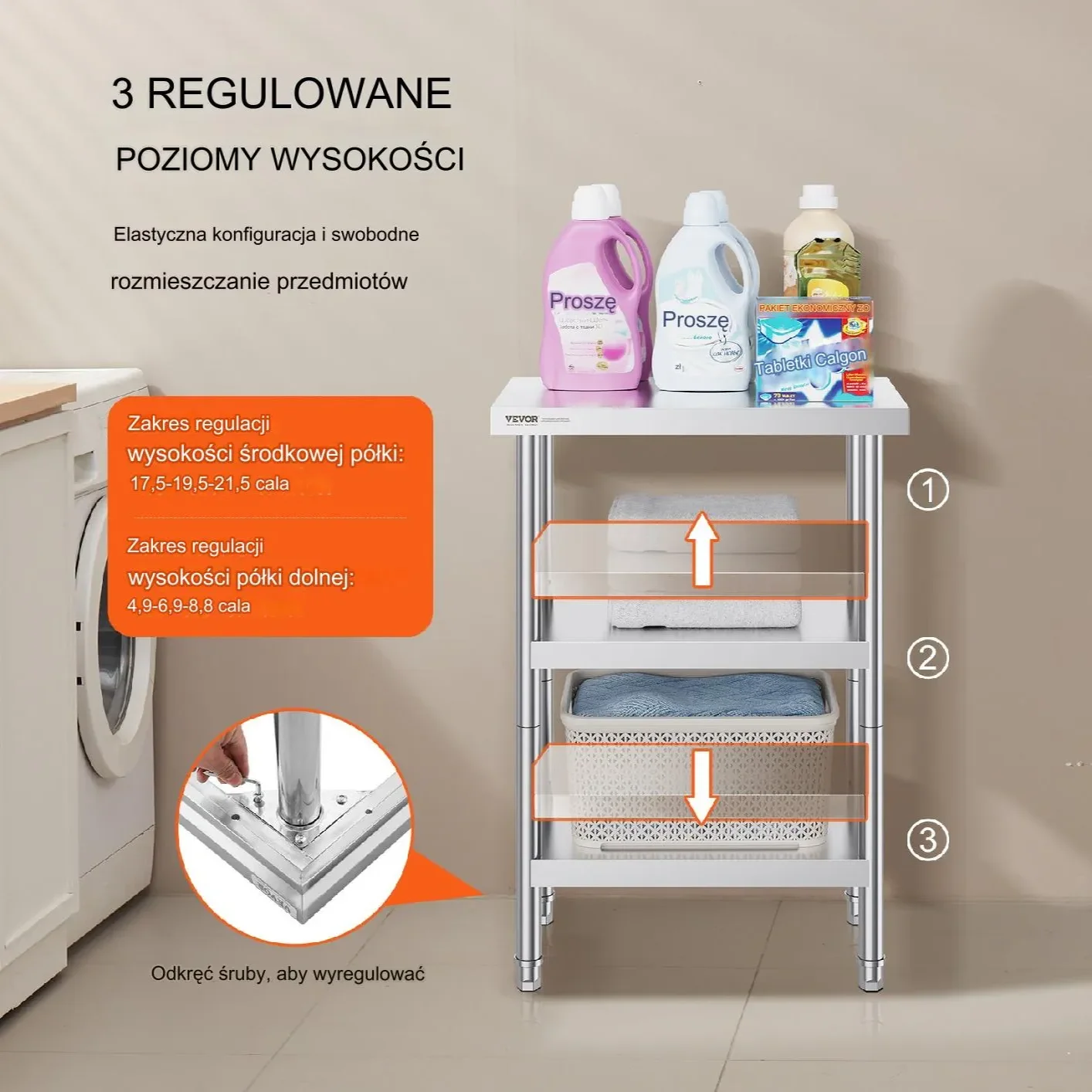 Stół Roboczy ze Stali Nierdzewnej 86x61x35cm - obrazek 2