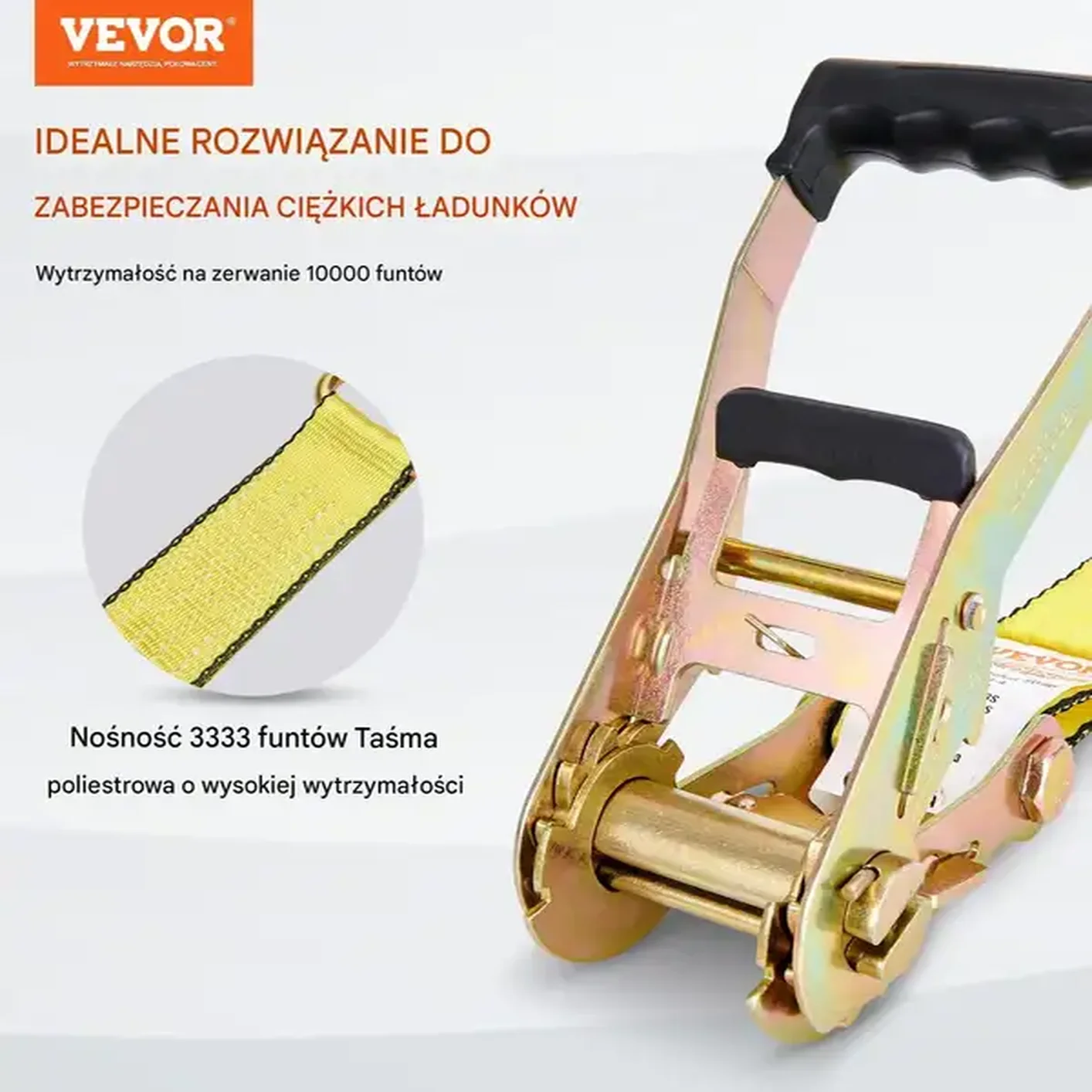 Pasy transportowe mocujące z napinaczem zestaw 4 szt. 8m 4.5T - obrazek 3