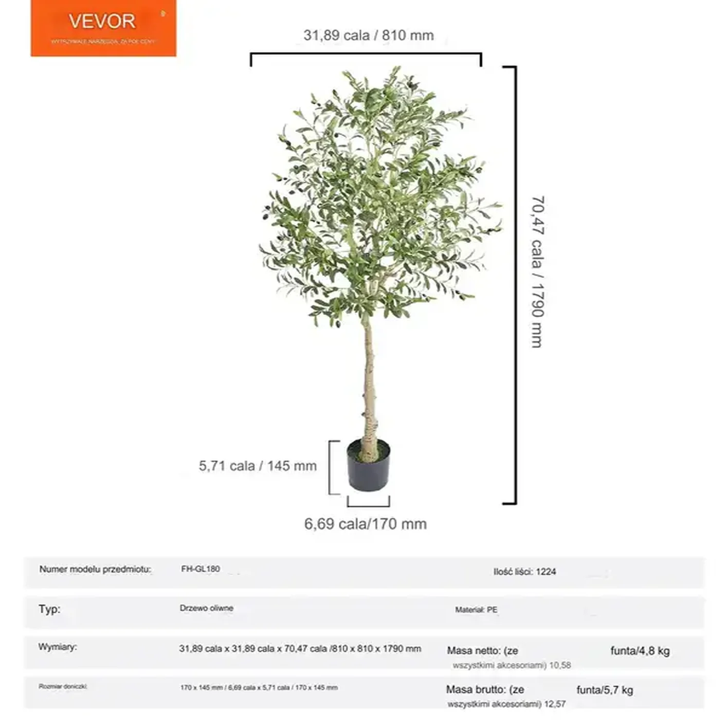 Drzewo oliwne sztuczne drzewko ozdobne drzewo oliwka 179 cm - obrazek 2