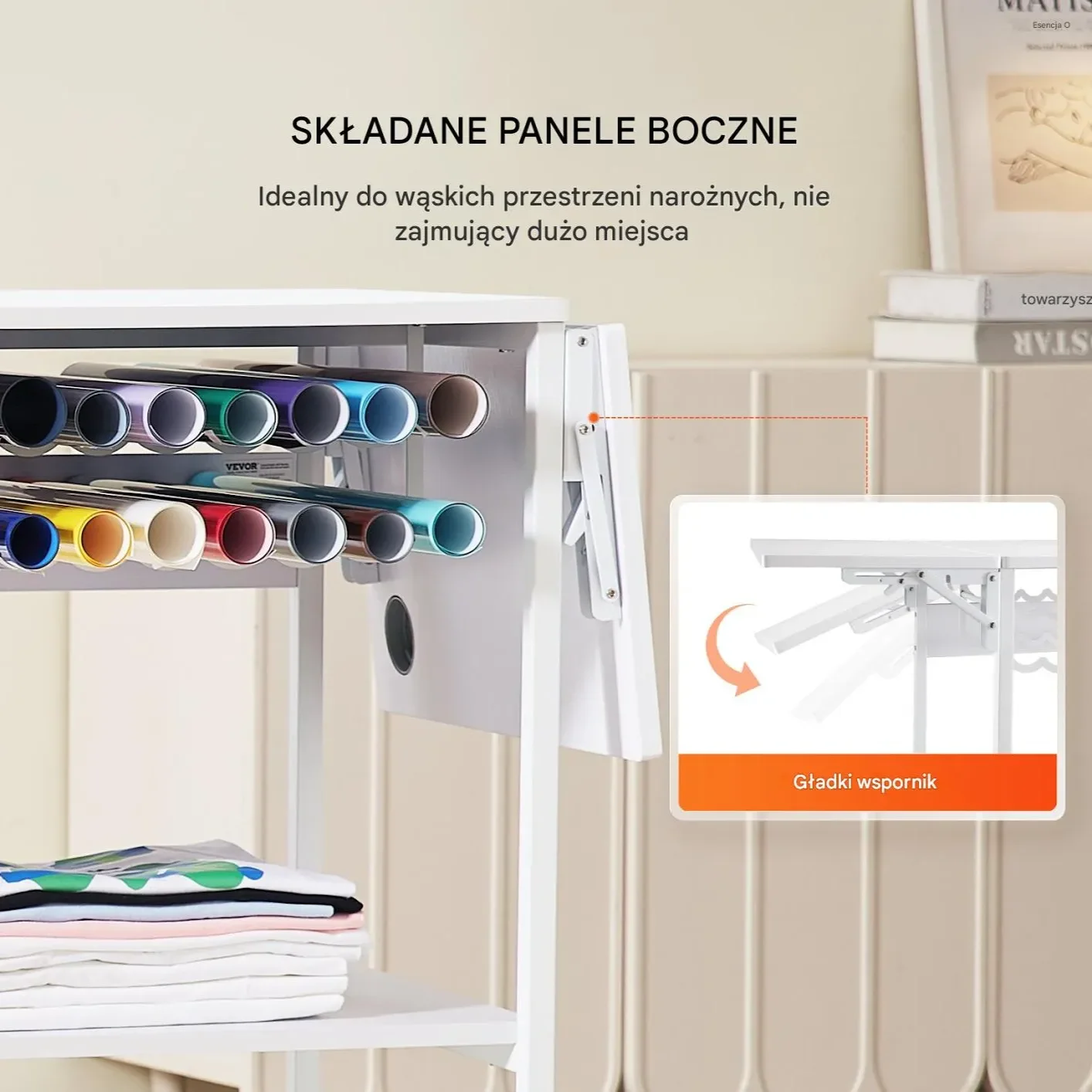 Stół do prasy termicznej 3-poziomowy mobilny stojak biały - obrazek 5