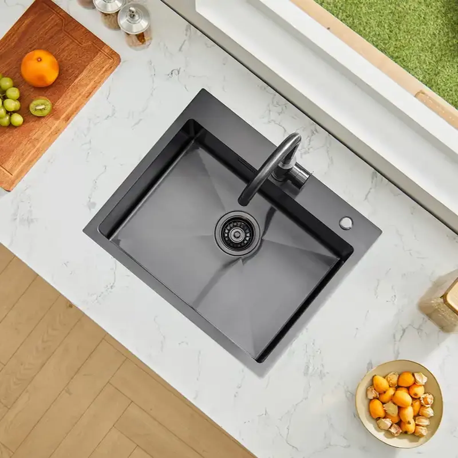 Zlew gastronomiczny basen zlewozmywak gospodarczy 55 x 45 cm czarny - obrazek 4