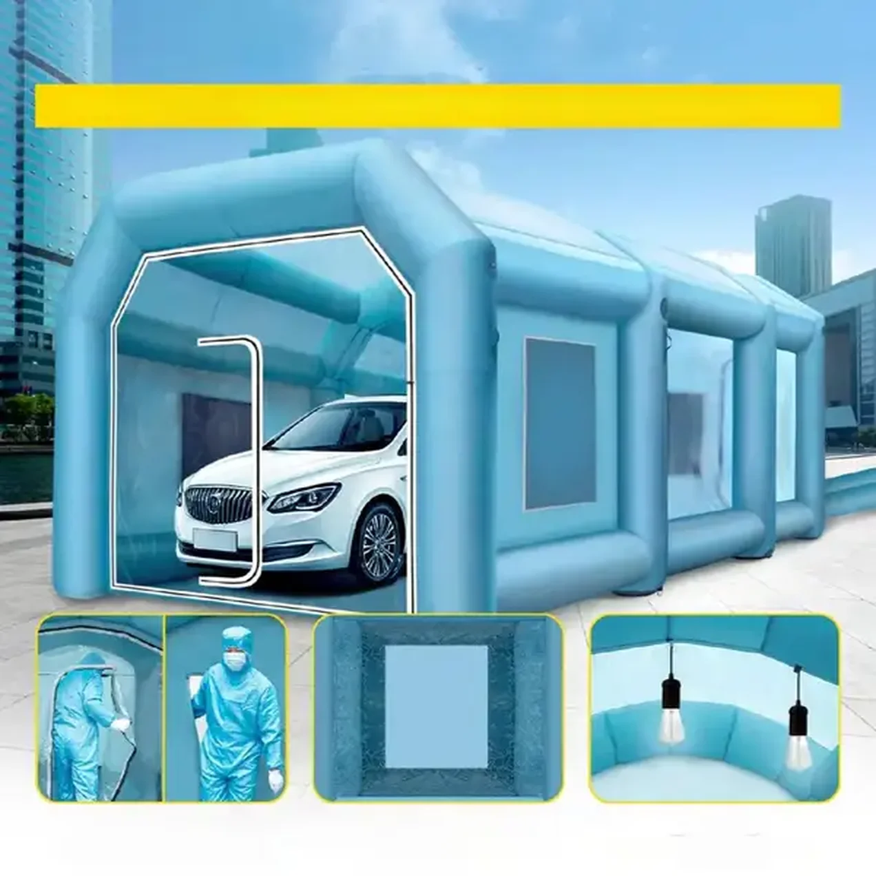 Nadmuchiwany namiot lakierniczy Kabina lakiernicza samochodowa 9x6x4m+ dmuchawy - obrazek 2