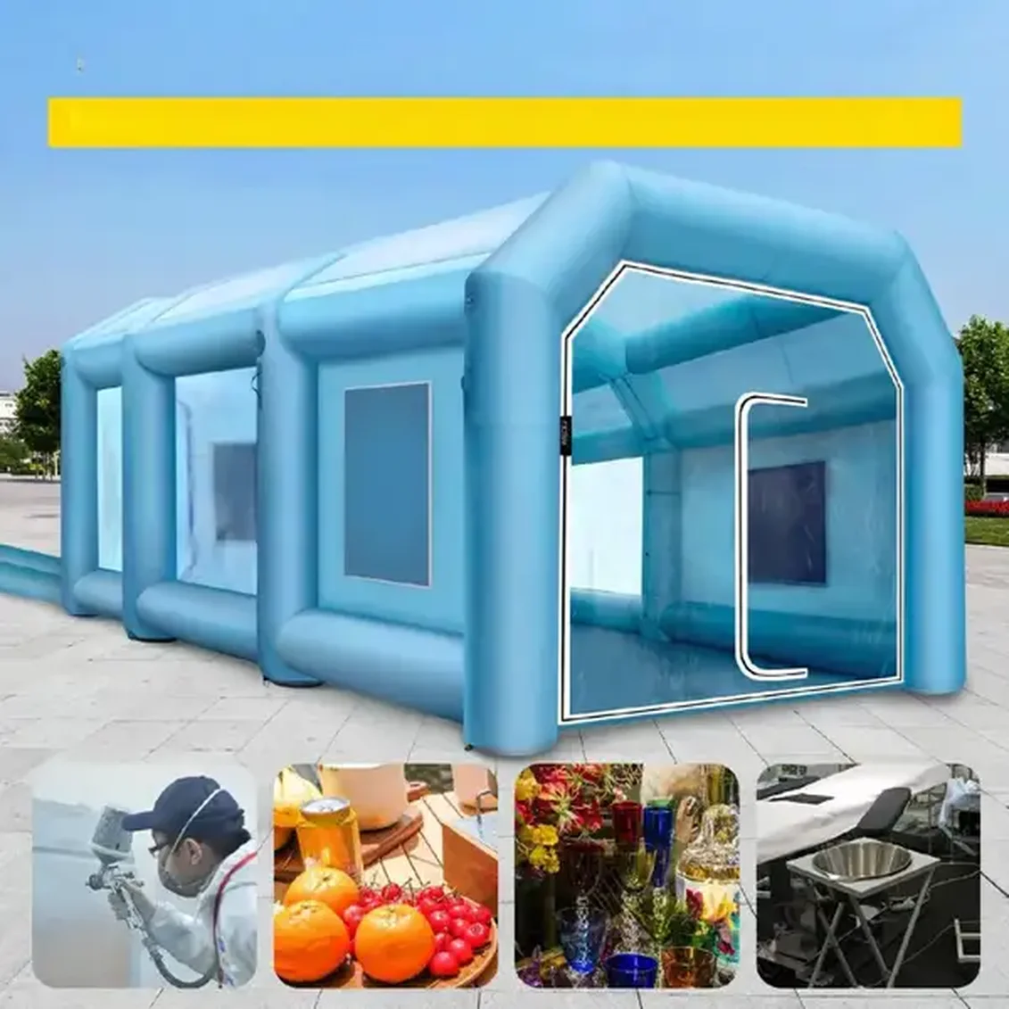 Nadmuchiwany namiot lakierniczy Kabina lakiernicza samochodowa 9x6x4m+ dmuchawy - obrazek 5