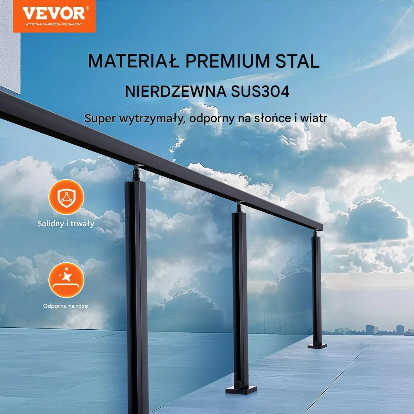 Zacisk do Szkła Balustrada ze Stali Nierdzewnej - 85 cm - obrazek 3