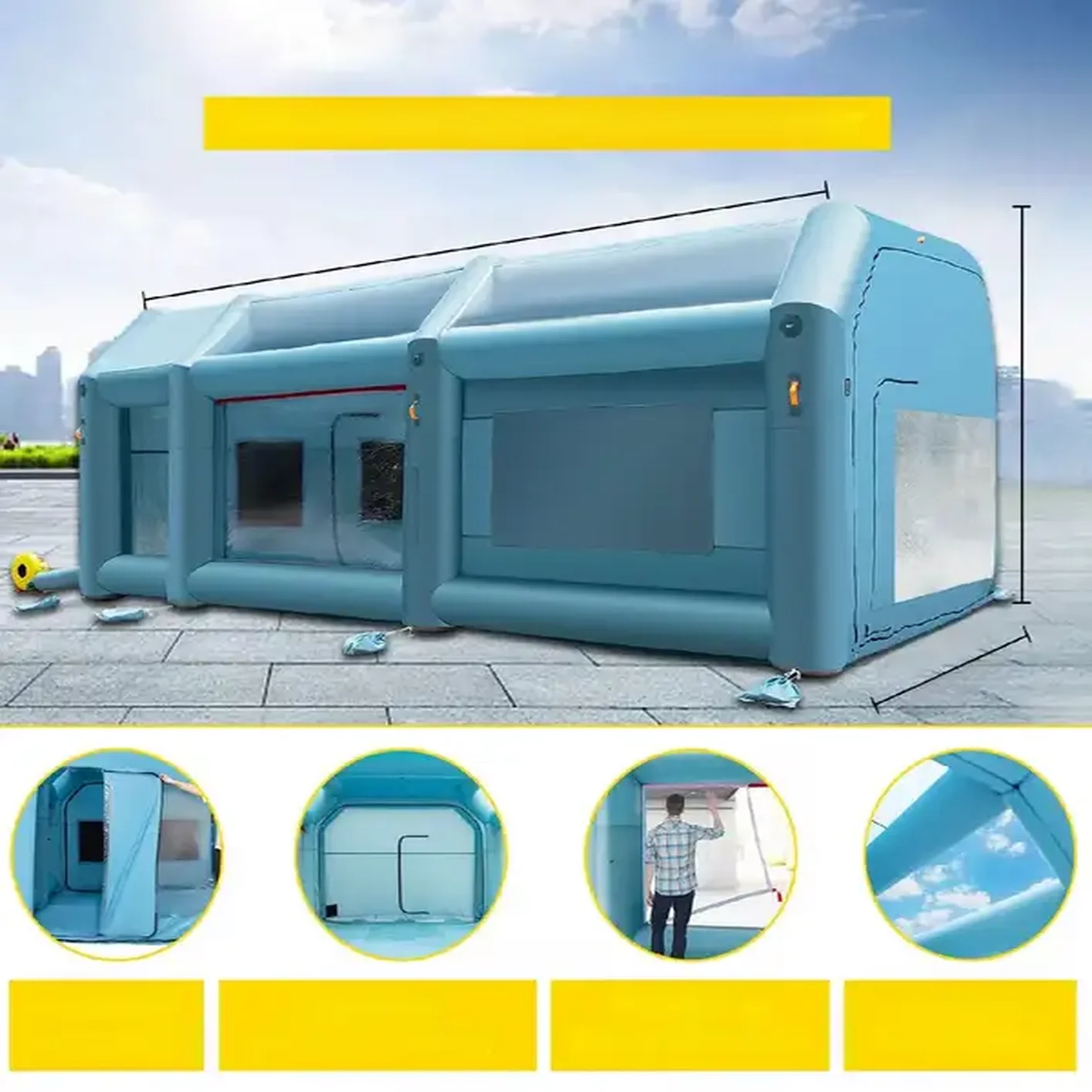 Nadmuchiwany namiot lakierniczy Kabina lakiernicza samochodowa 7x4x2,5m+ dmuchawy - obrazek 2