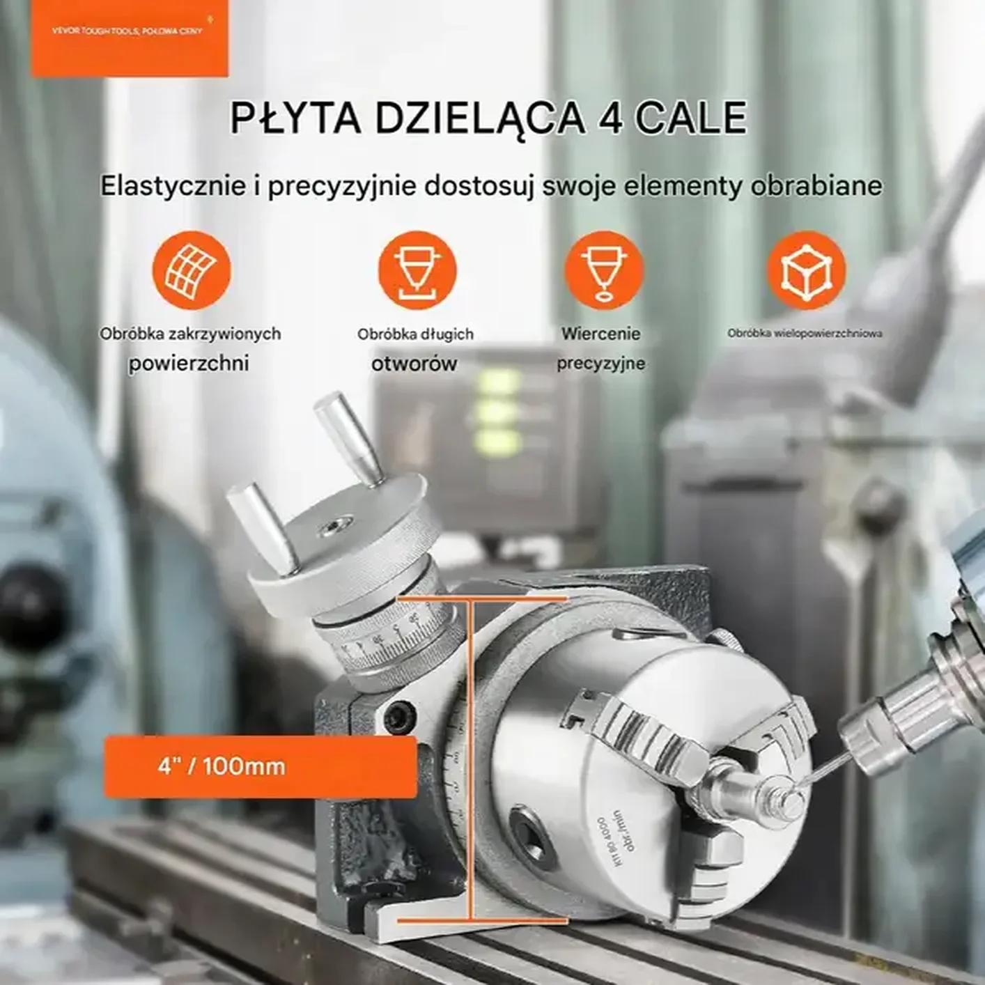 Podzielnica do frezarki podzielnica frezarska 3 szczękowa 80 mm - obrazek 3