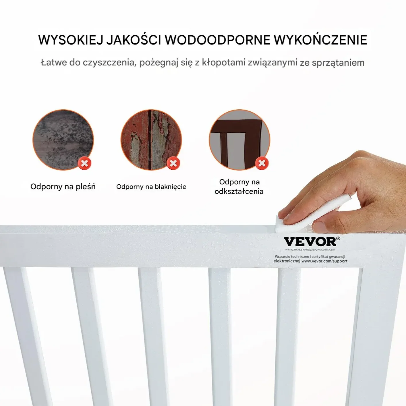 Bramka dla psa wolnostojąca 60x150cm składana biała do domu ogrodu - obrazek 2