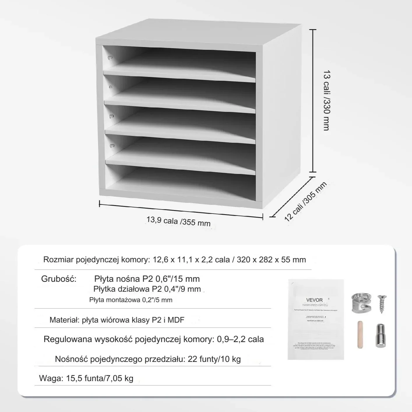 Regał półka szafka książki segregatory biały salon biuro gabinet 35.5x33 cm