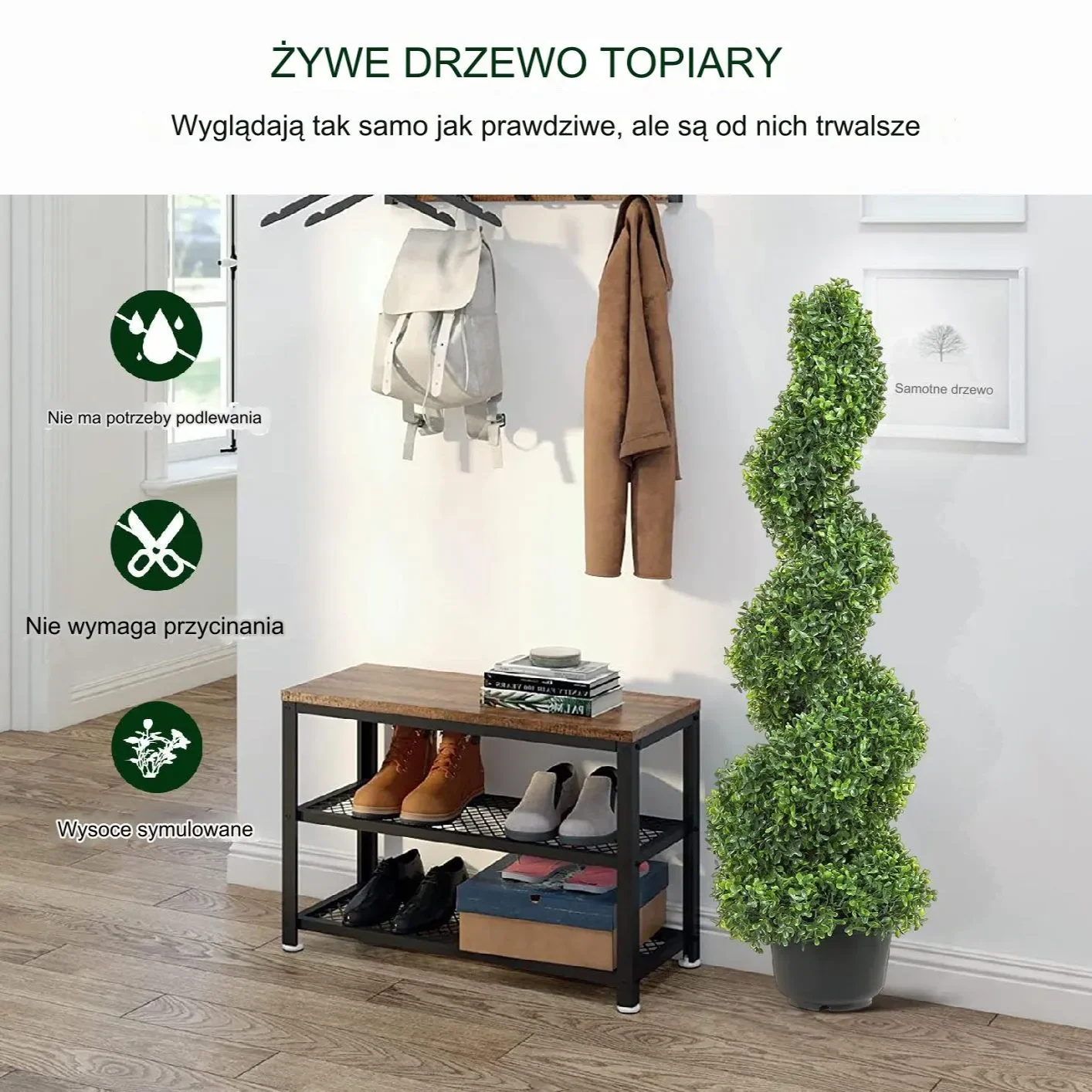 Sztuczne drzewko bukszpan 122 cm zestaw 2szt dekoracja ogrodowa i domowa - obrazek 2