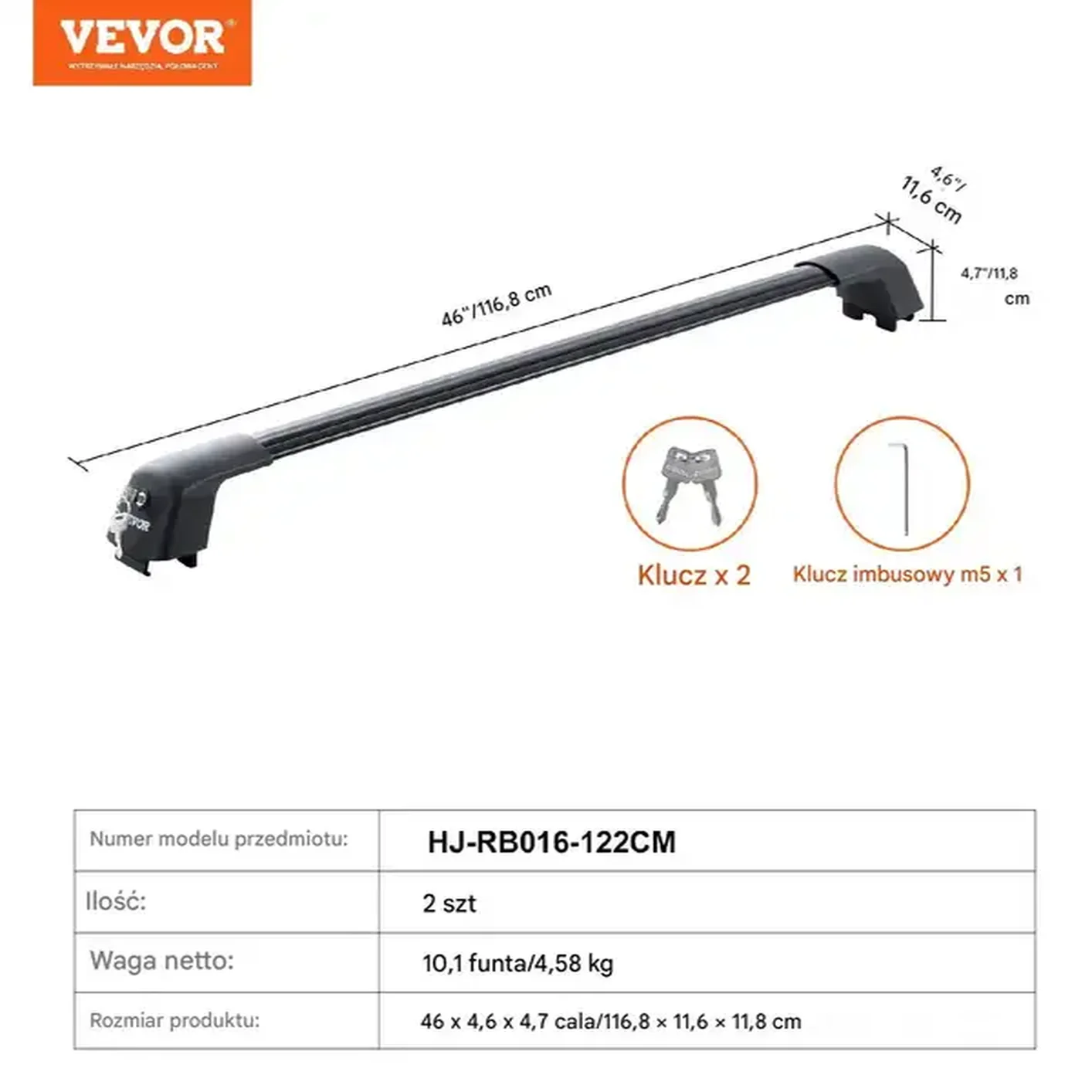 Bagażnik dachowy na relingi belki poprzeczki dachowe uniwersalny 129-135cm - obrazek 2