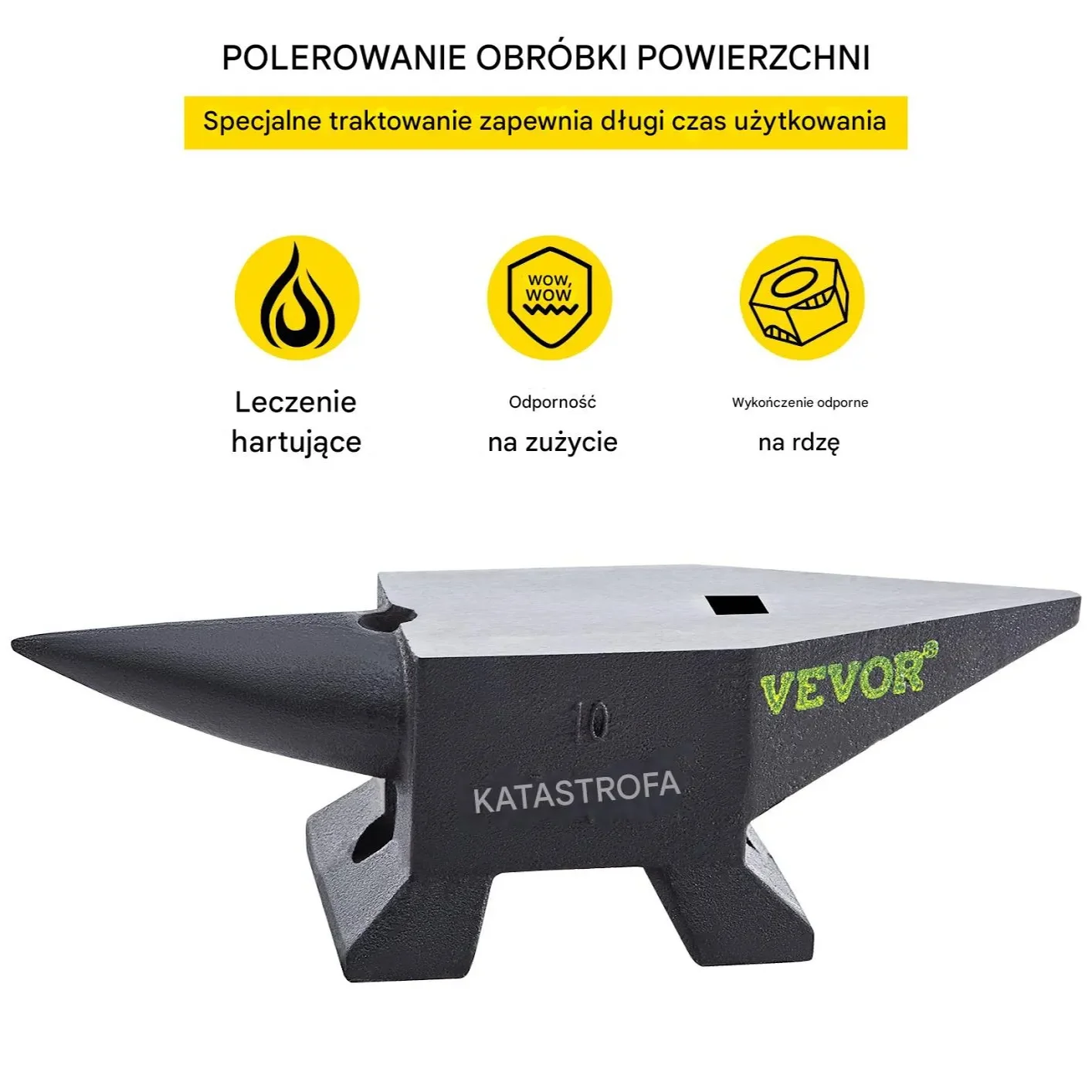 Kowadło stalowe 10kg z rogiem hartowane do kucia podstawa warsztat