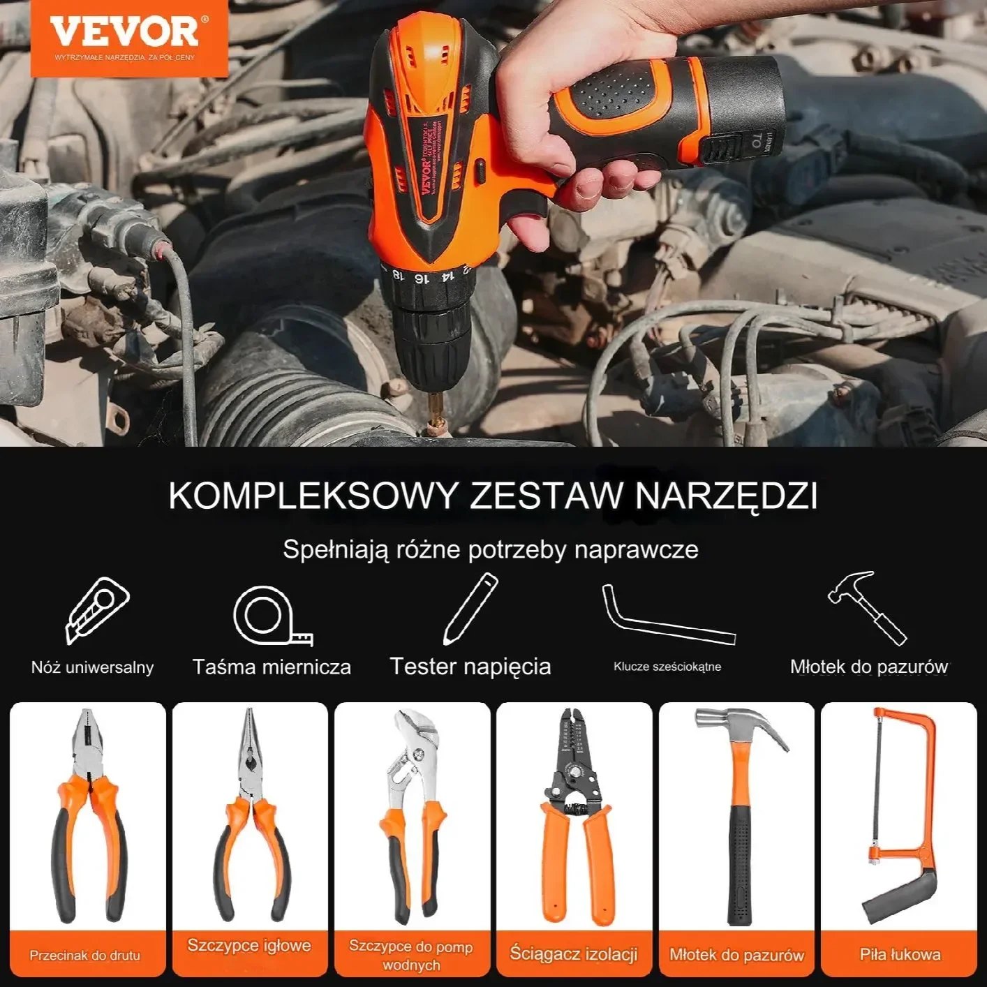 Zestaw Narzędzi 146-częściowy Walizka z Wkrętarką Akumulatorową - obrazek 5