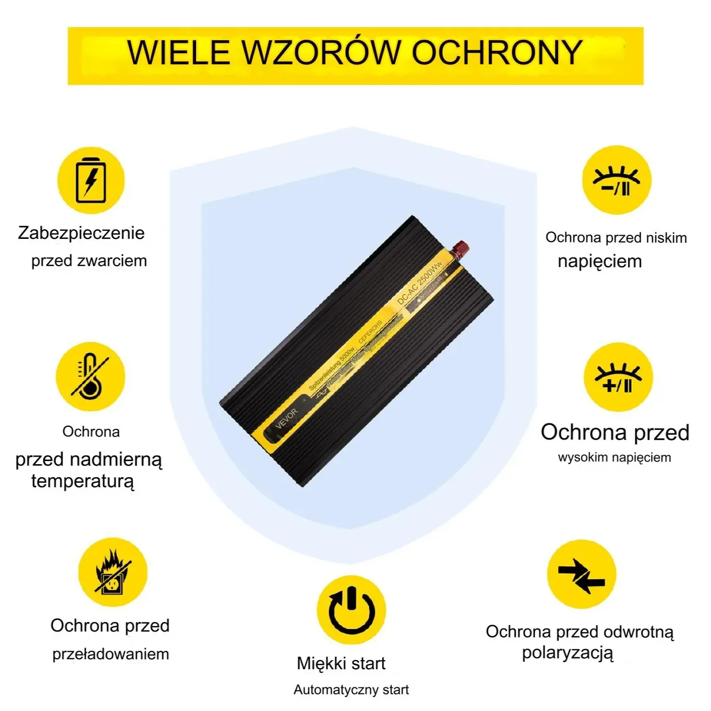 Przetwornica samochodowa falownik inwerter solarny 2500 W - obrazek 6