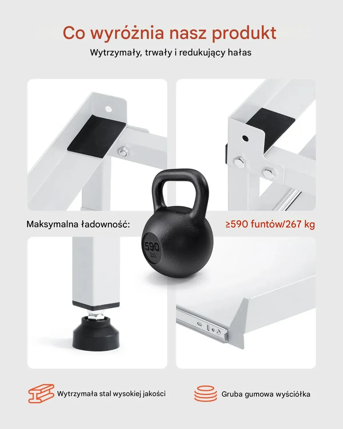 Podstawa pod pralkę stelaż 123x64 cm 270 kg z podwójną tacą stabilna - obrazek 3