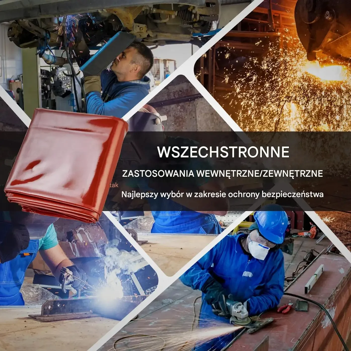 Parawan spawalniczy 3-panelowy 180x180 ognioodporny na kółkach warsztat - obrazek 6