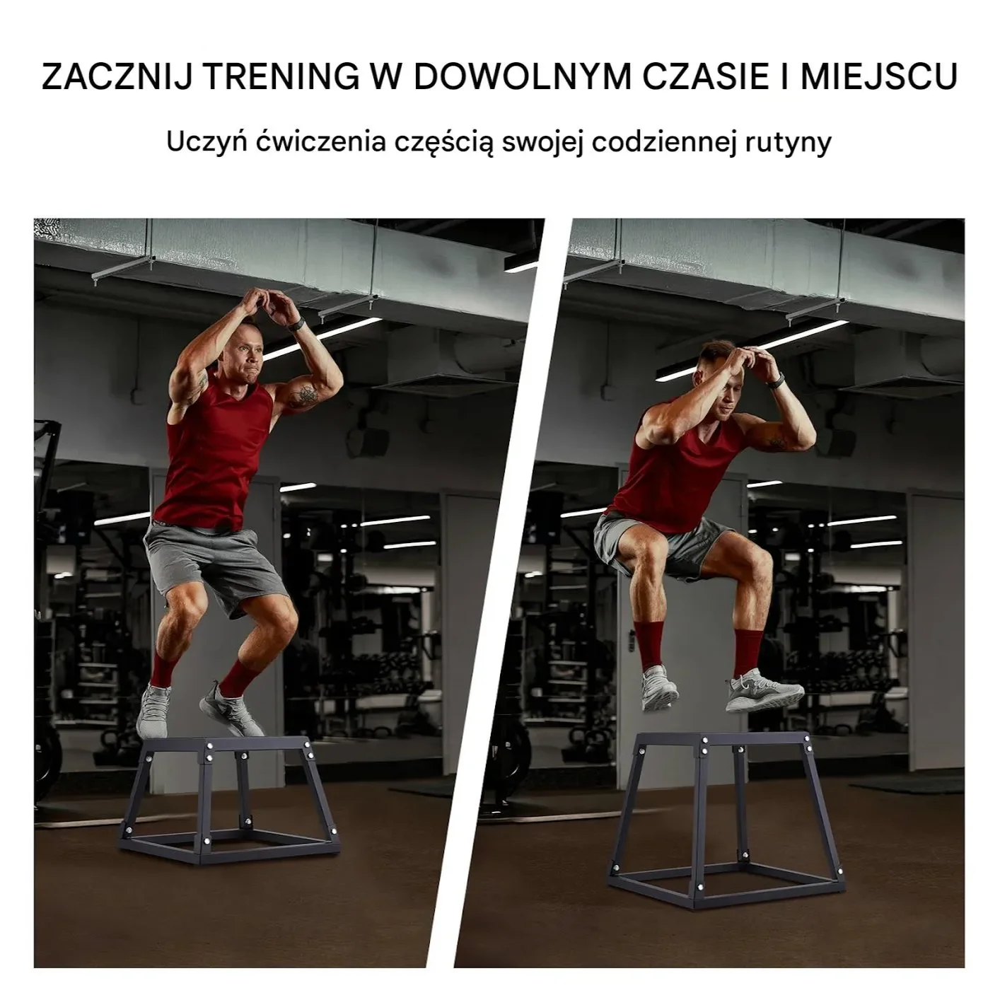 Platforma Plyometryczna Stalowa – Czarna 30 cm - obrazek 2