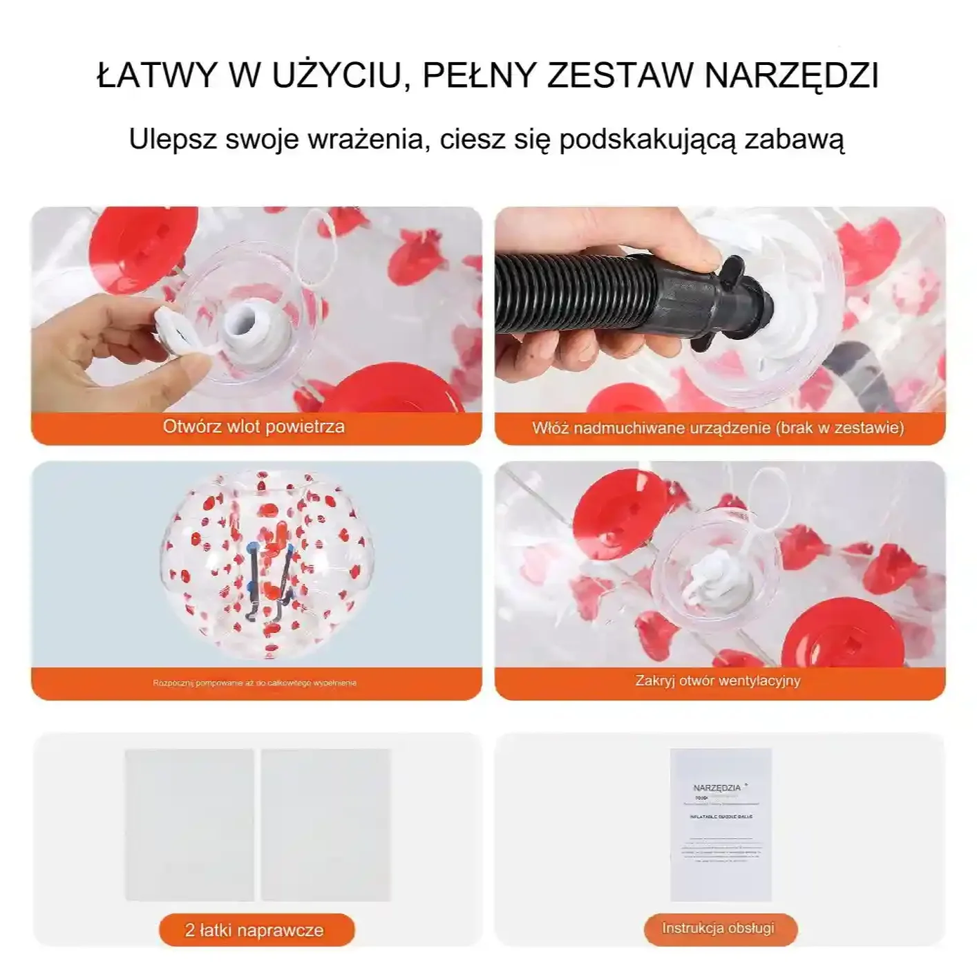 Dmuchana Pompowana Kula do Zabawy Zderzania się Bumper Bubble - obrazek 2