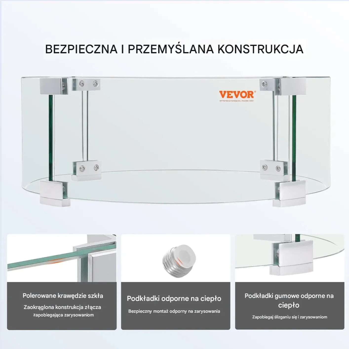 Osłona Kominkowa ze Szkła Hartowanego 15 x 66 cm - obrazek 5