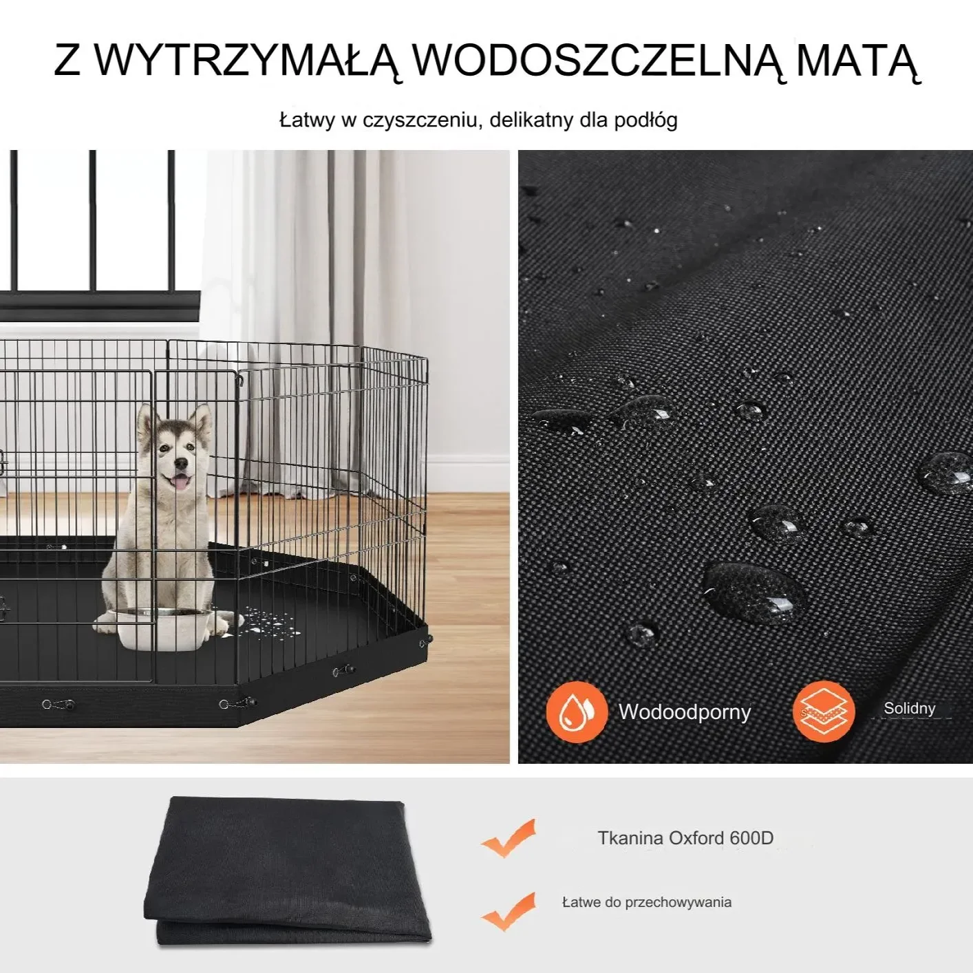 Klatka składana duża dla psa kota królika kojec wybieg metalowa 160cm - obrazek 2