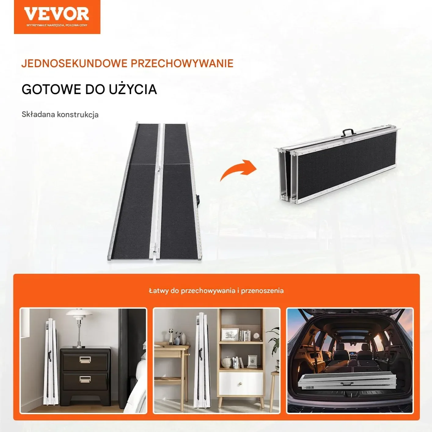 Przenośna Aluminiowa Rampa Najazd dla Wózków Inwalidzkich – 304 cm - obrazek 3