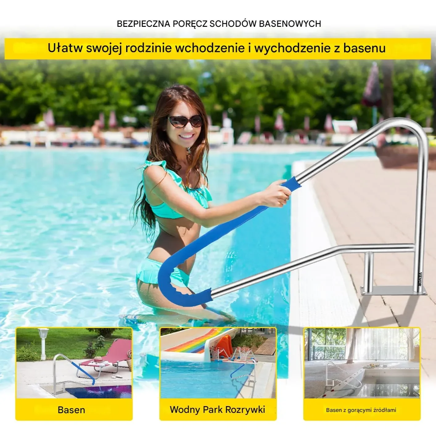Poręcz basenowa poręcz wejściowa do basenu 140cm - obrazek 6