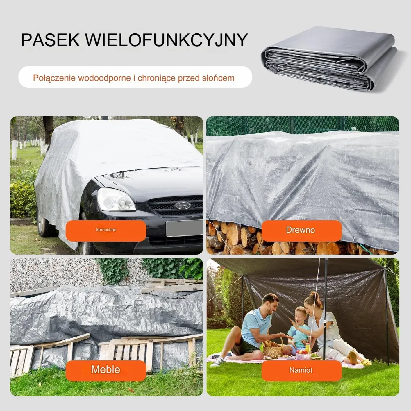 Plandeka gruba płachta mrozoodporna wodoodporna wzmacniana mocna 4.8x 6m