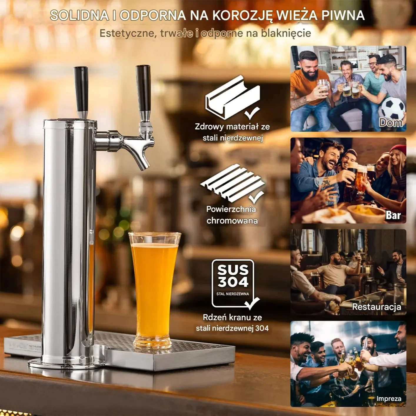 Nalewak dozownik do piwa z dwoma kranami