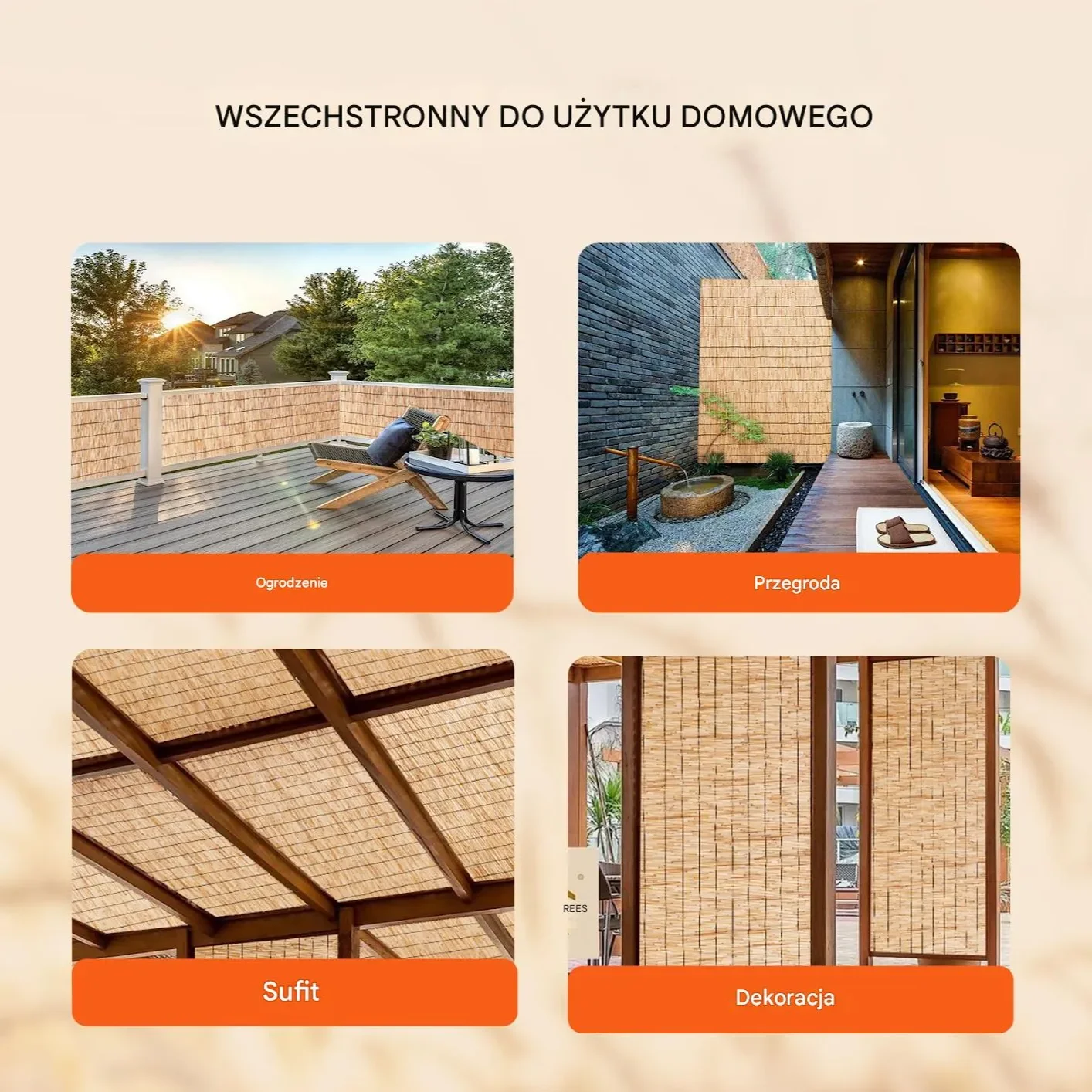 Mata trzcinowa na ogrodzenie balkon 3 x 1 m - obrazek 2