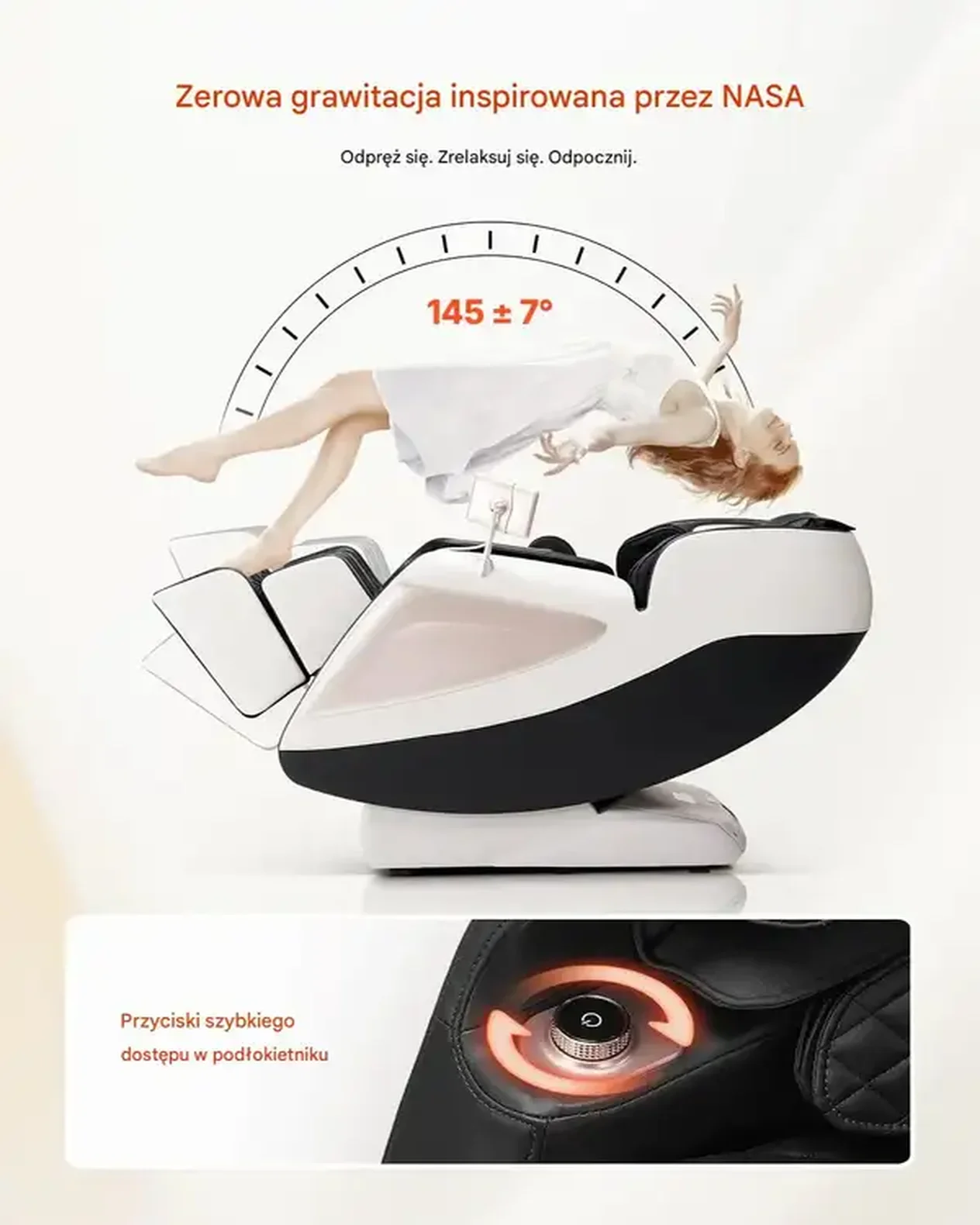 Fotel masujący 3D Zero Gravity SL-track z podgrzewaniem i LCD, relaks - obrazek 3
