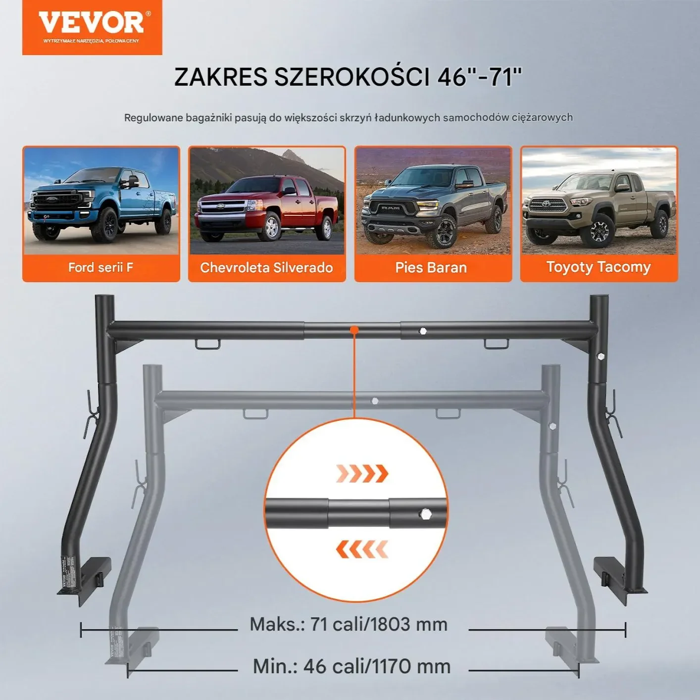 Bagażnik Dachowy do Pickupa Stalowy – 800 kg Udźwigu - obrazek 3