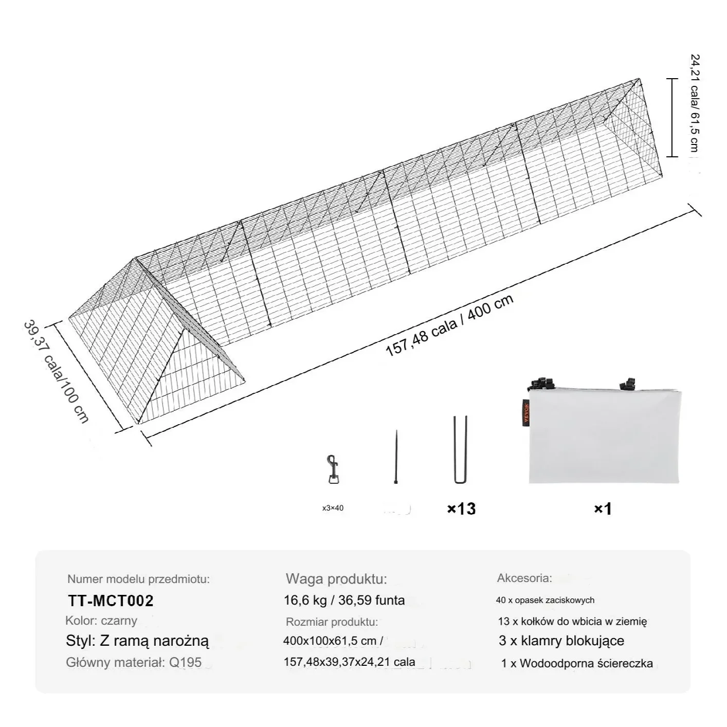 Klatka Tunel Wybieg dla Kurczaków