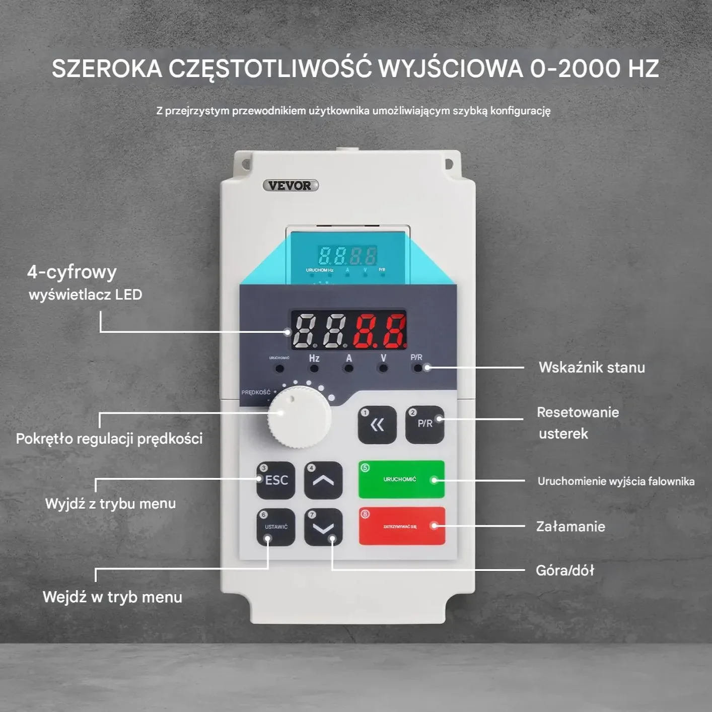 Falownik VFD 4kW 5HP 380V 1/3 fazowy sterownik silnika CNC regulowany - obrazek 2