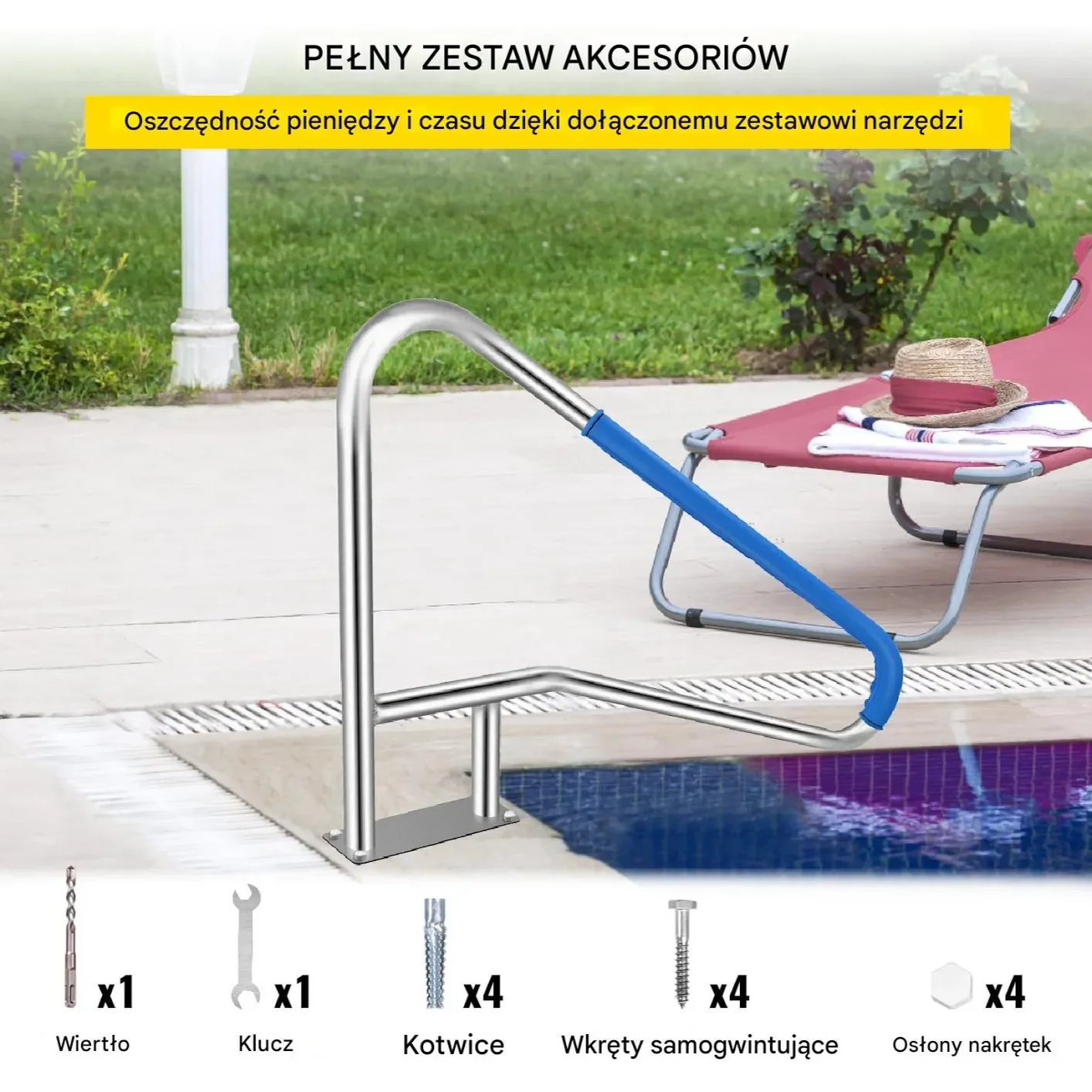 Poręcz basenowa poręcz wejściowa do basenu 140cm - obrazek 4