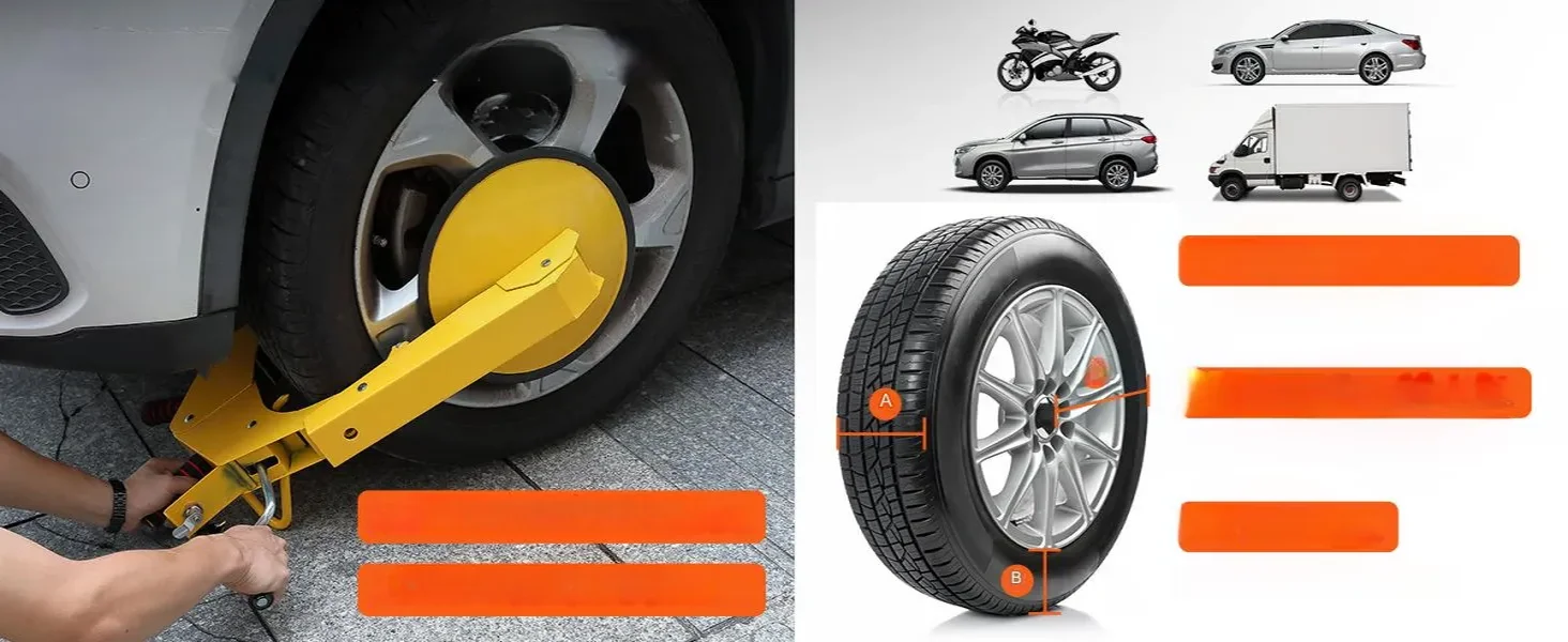 Blokada koła antykradzieżowa do aut przyczep kamperów 160-380 mm - obrazek 5