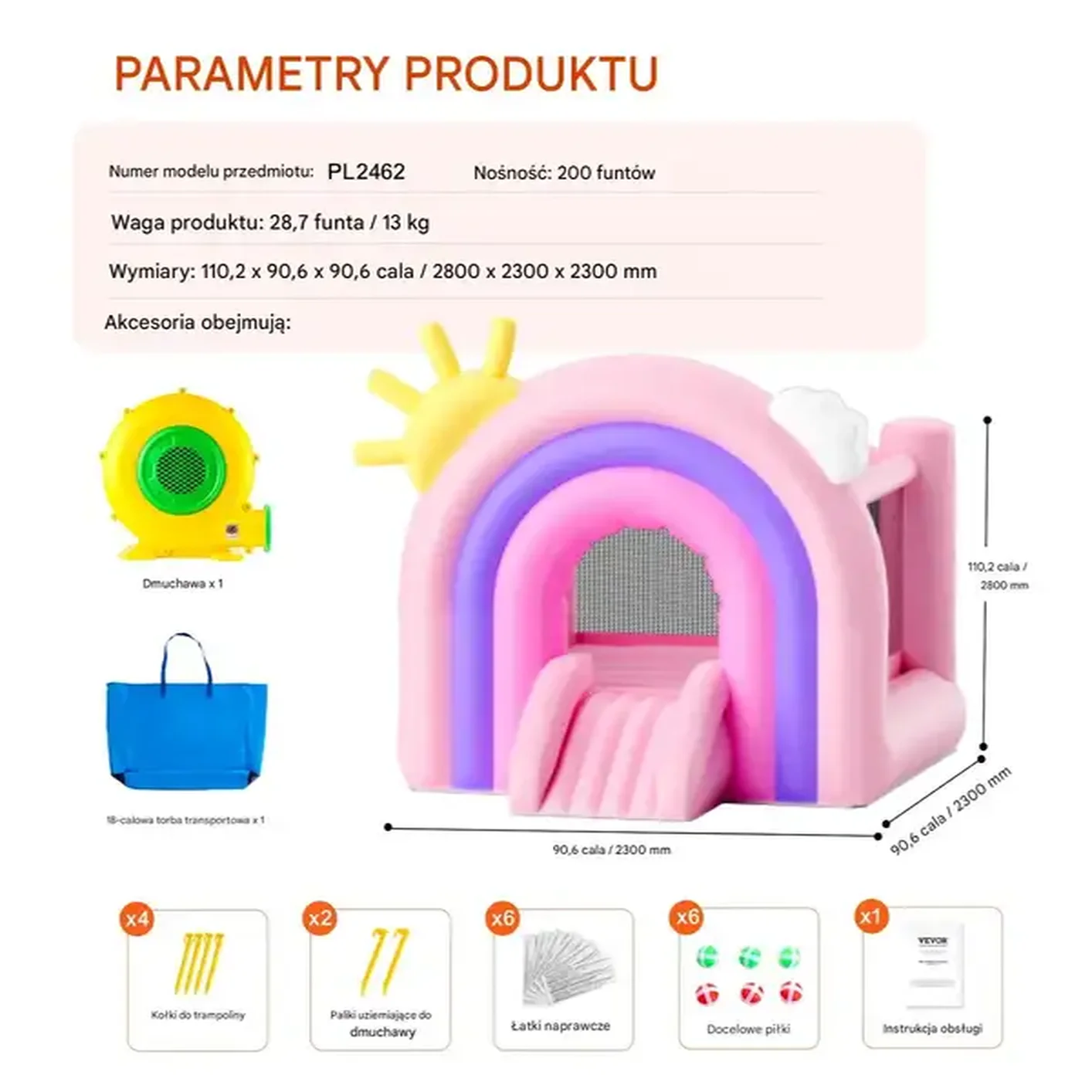 Zamek dmuchany do skakania trampolina domek plac zabaw dla dzieci różowy - obrazek 2
