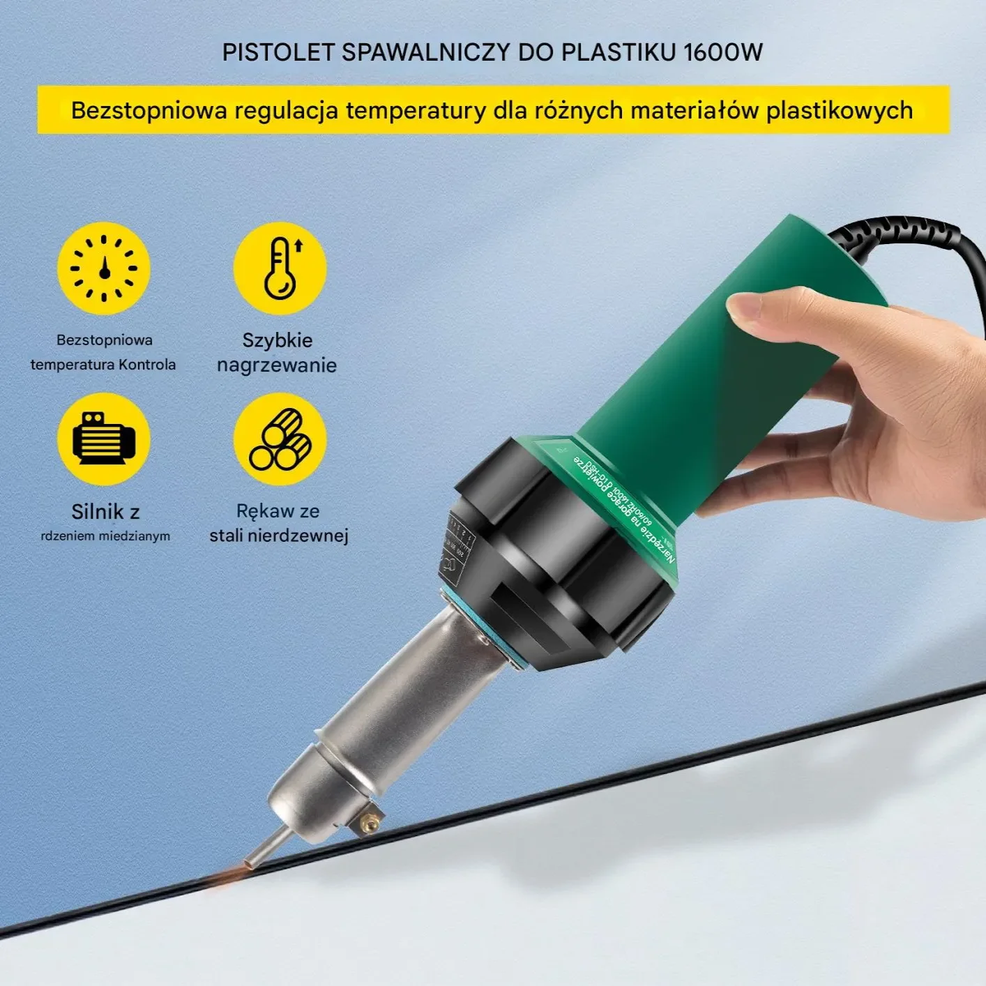 Zgrzewarka do folii PVC 1600W z regulacją temp. zestaw 8 końcówek 220V - obrazek 3