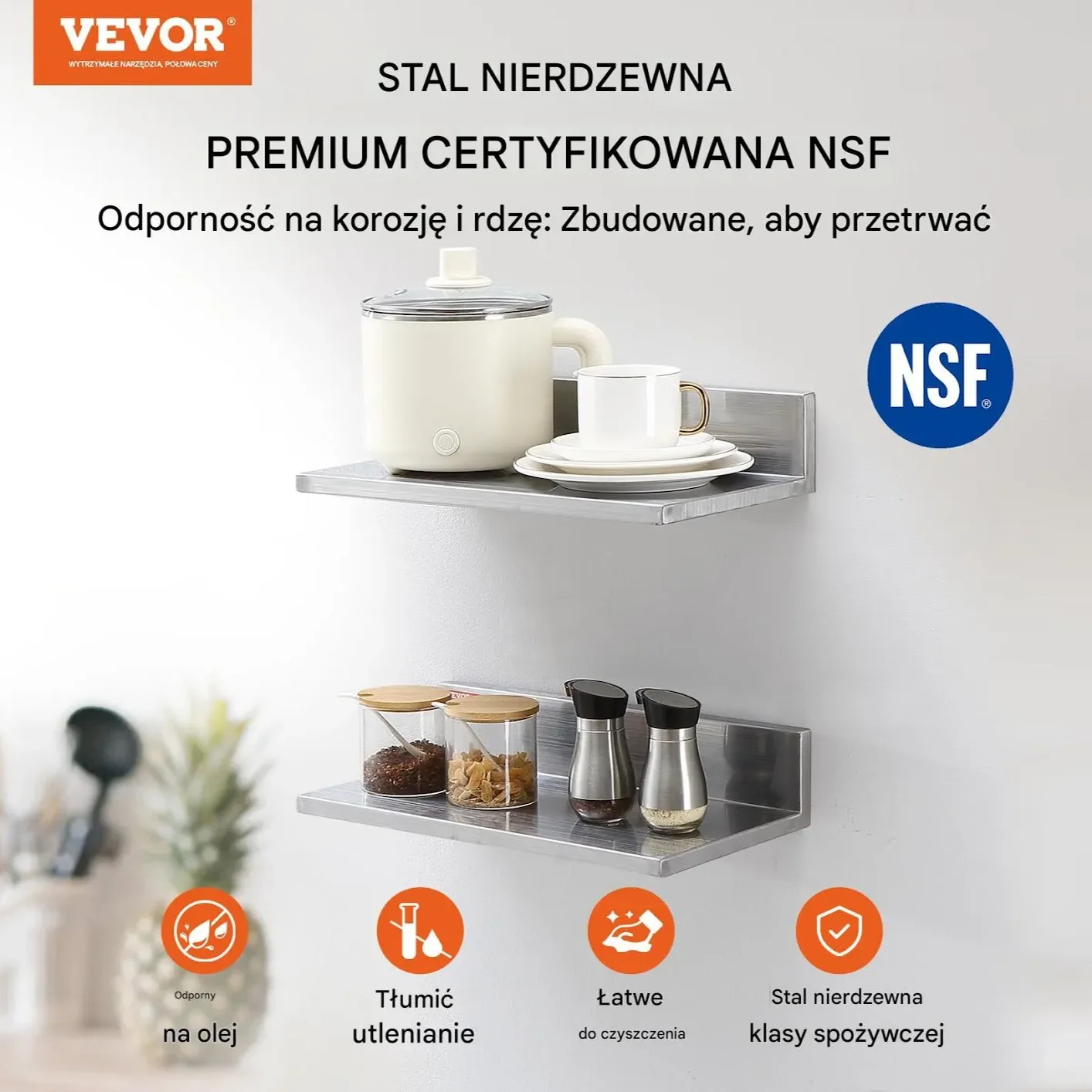 Półka Ścienna ze Stali Nierdzewnej 40,6 cm - obrazek 3