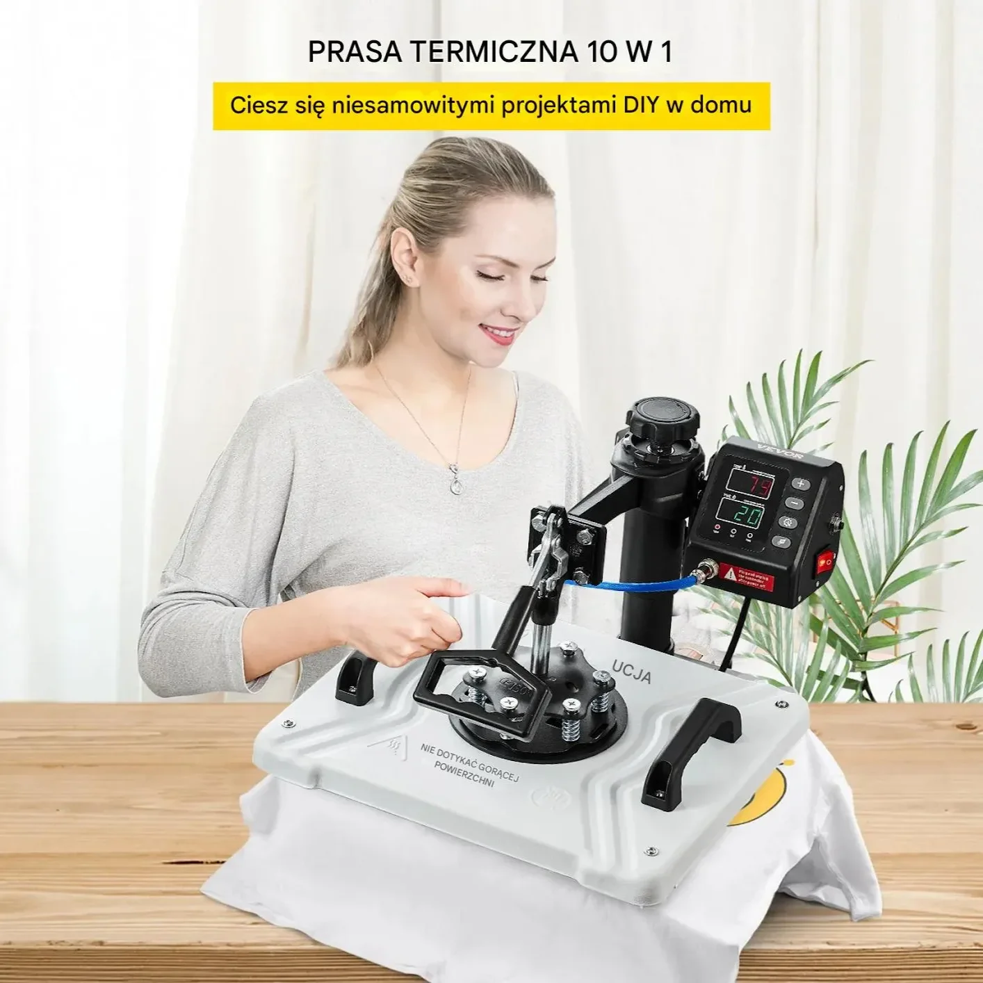 Prasa transferowa termiczna 30x38 cm 1000W obrót 360° do t-shirtów kubków - obrazek 2