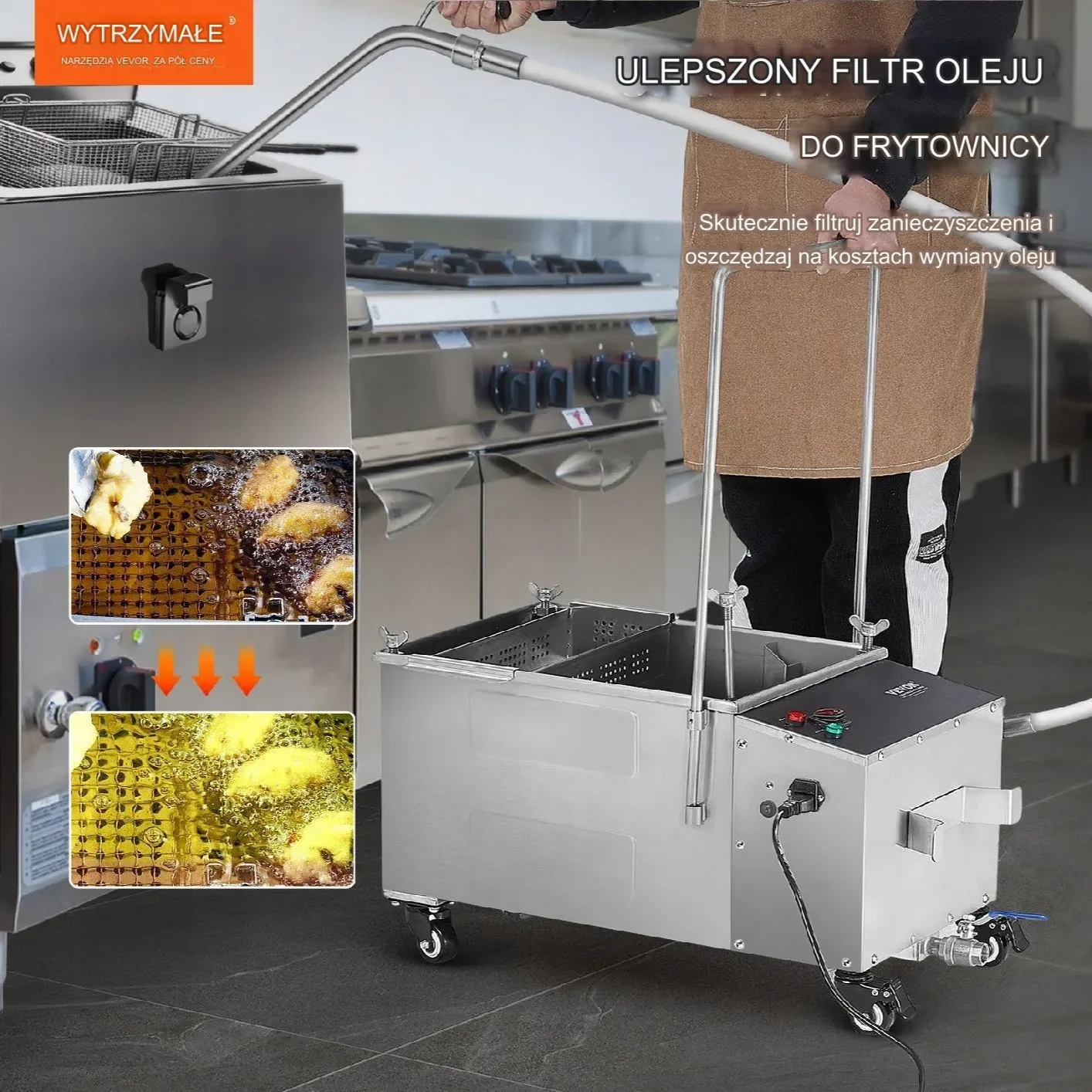 Filtr oleju do smażenia urządzenie do filtrowania oleju zbiornik 55 L - obrazek 3