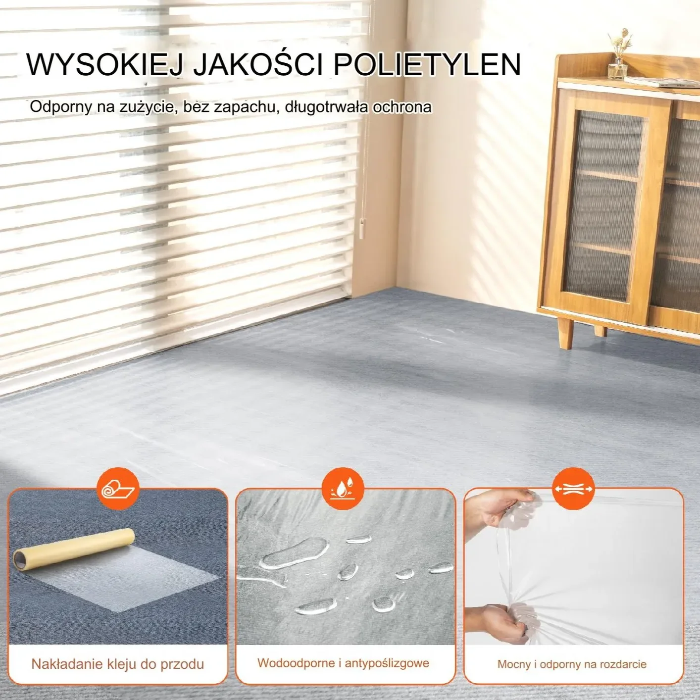 Folia ochronna na dywan 61cmx30m samoprzylepna do remontu zabezpieczenie - obrazek 3