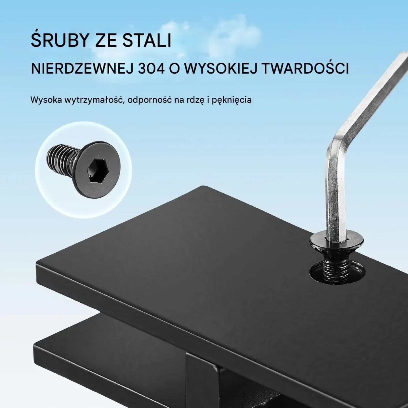 Zestaw 4 uchwytów do szkła – prostokątne mocowania balustradowe (czarne) - obrazek 5