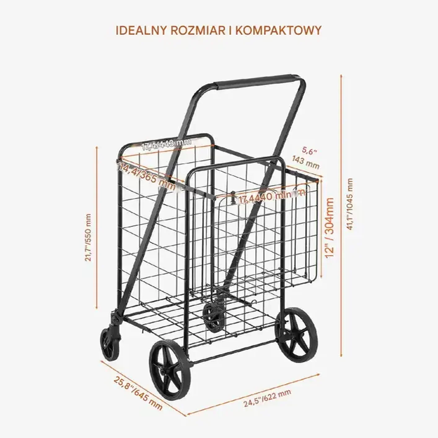 Koszyk na zakupy duży sklepowy składany do 50 kg - obrazek 3