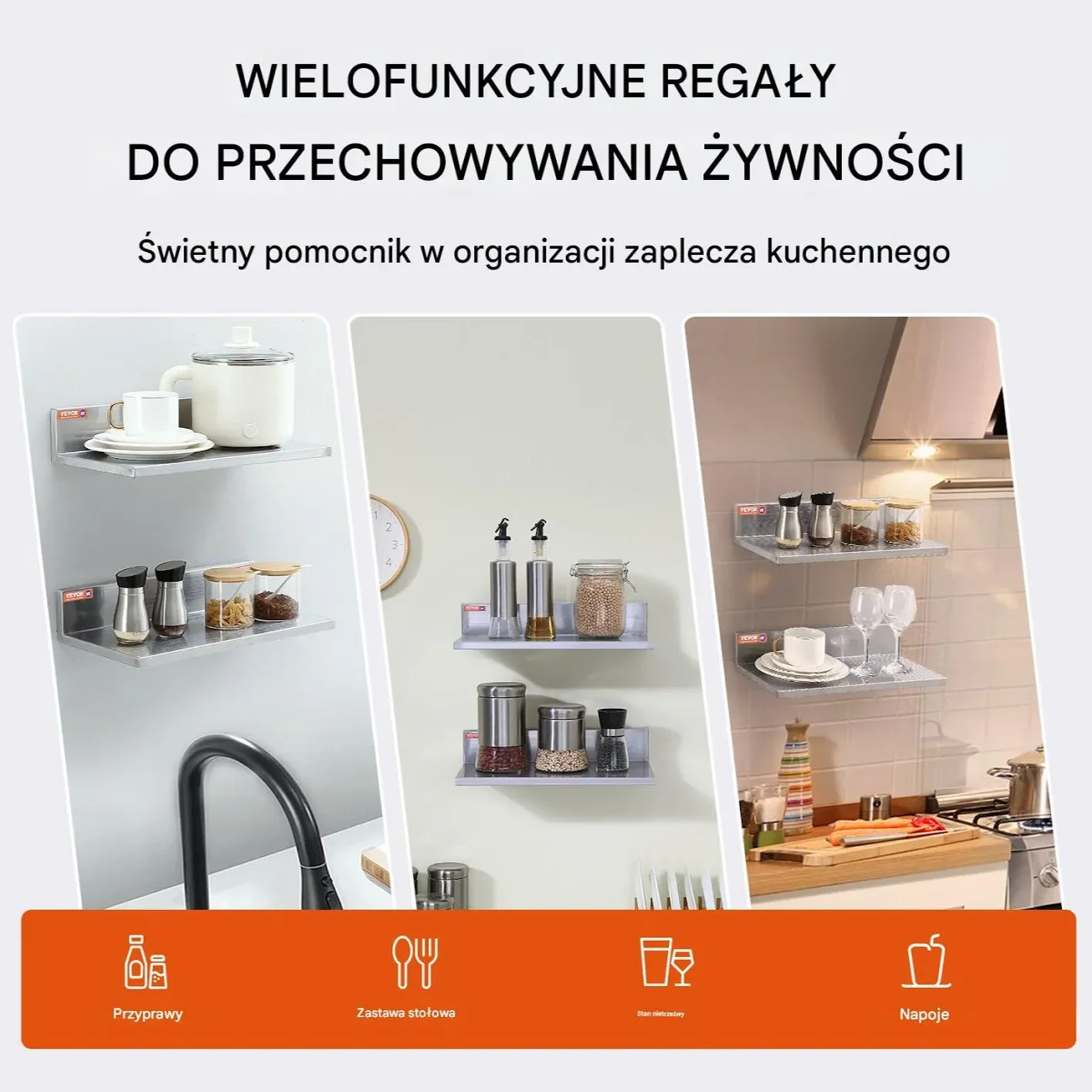 Półka Ścienna ze Stali Nierdzewnej 40,6 cm - obrazek 2