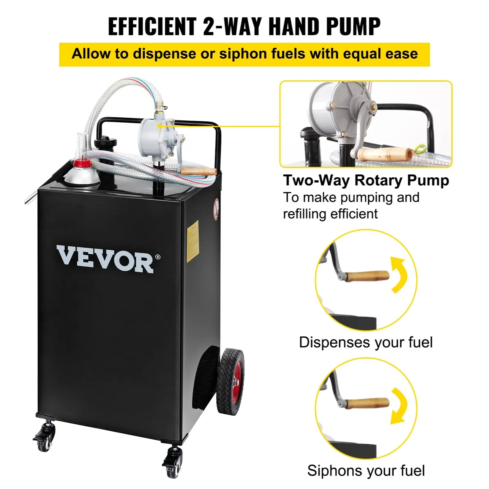 Zbiornik paliwa kanister 132L – pompa do benzyny i oleju napędowego czarny - obrazek 2